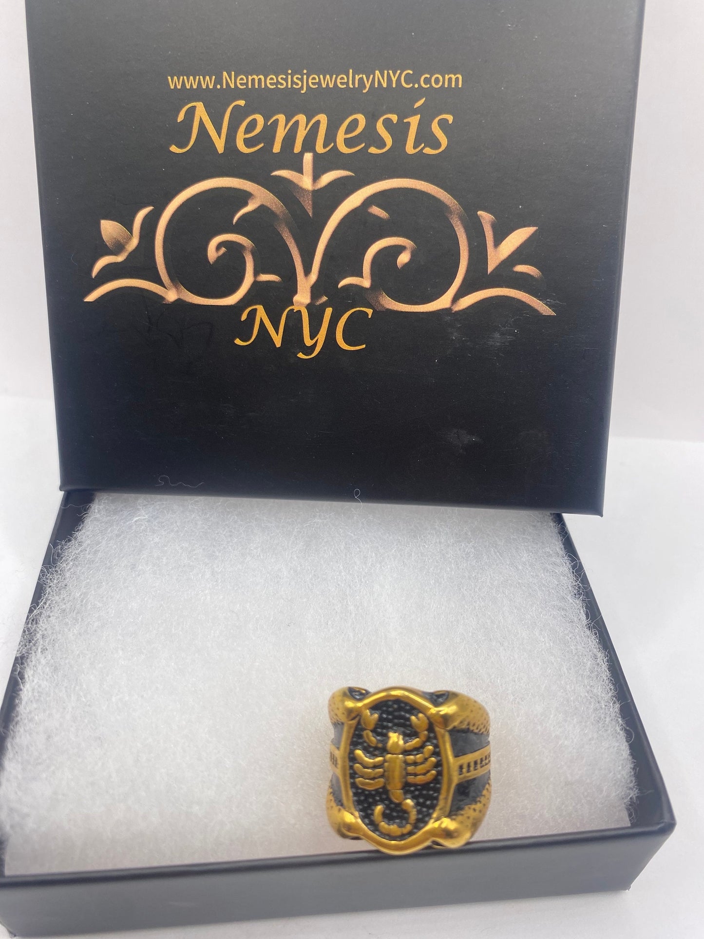 Vintage Golden Stainless Steel Gothic Scorpion Mens Ring