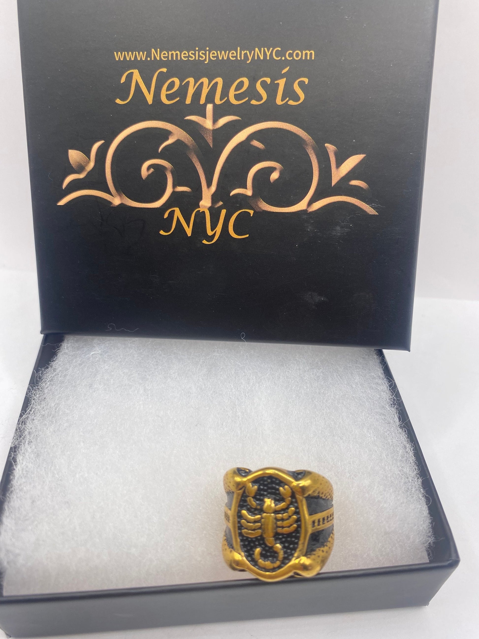 Vintage Golden Stainless Steel Gothic Scorpion Mens Ring