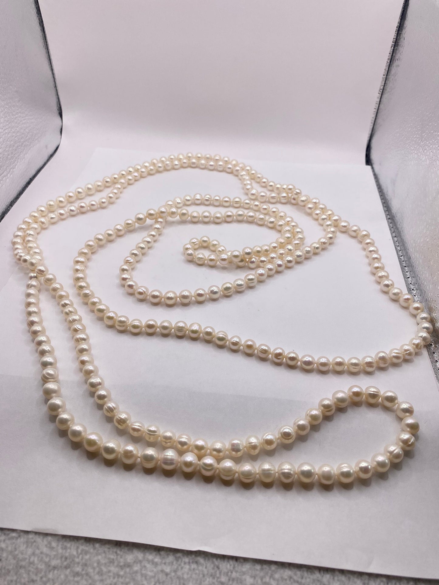 Vintage Hand Knotted Cream Pearl 80 inch Jumprope Necklace