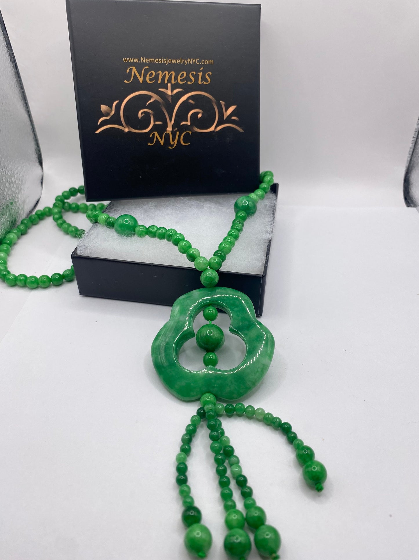 Vintage Green Jade beaded necklace