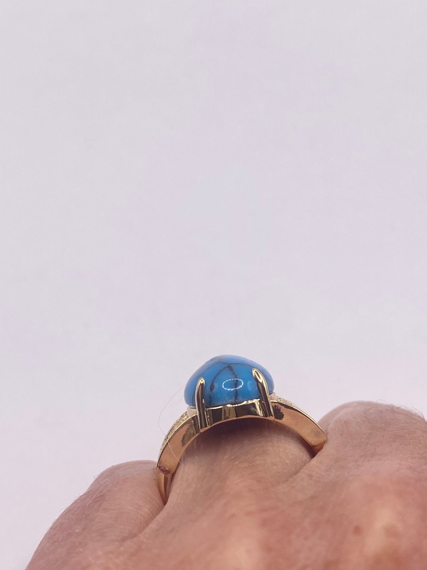 Vintage Turquoise Howlite Gold Filled Cocktail Ring
