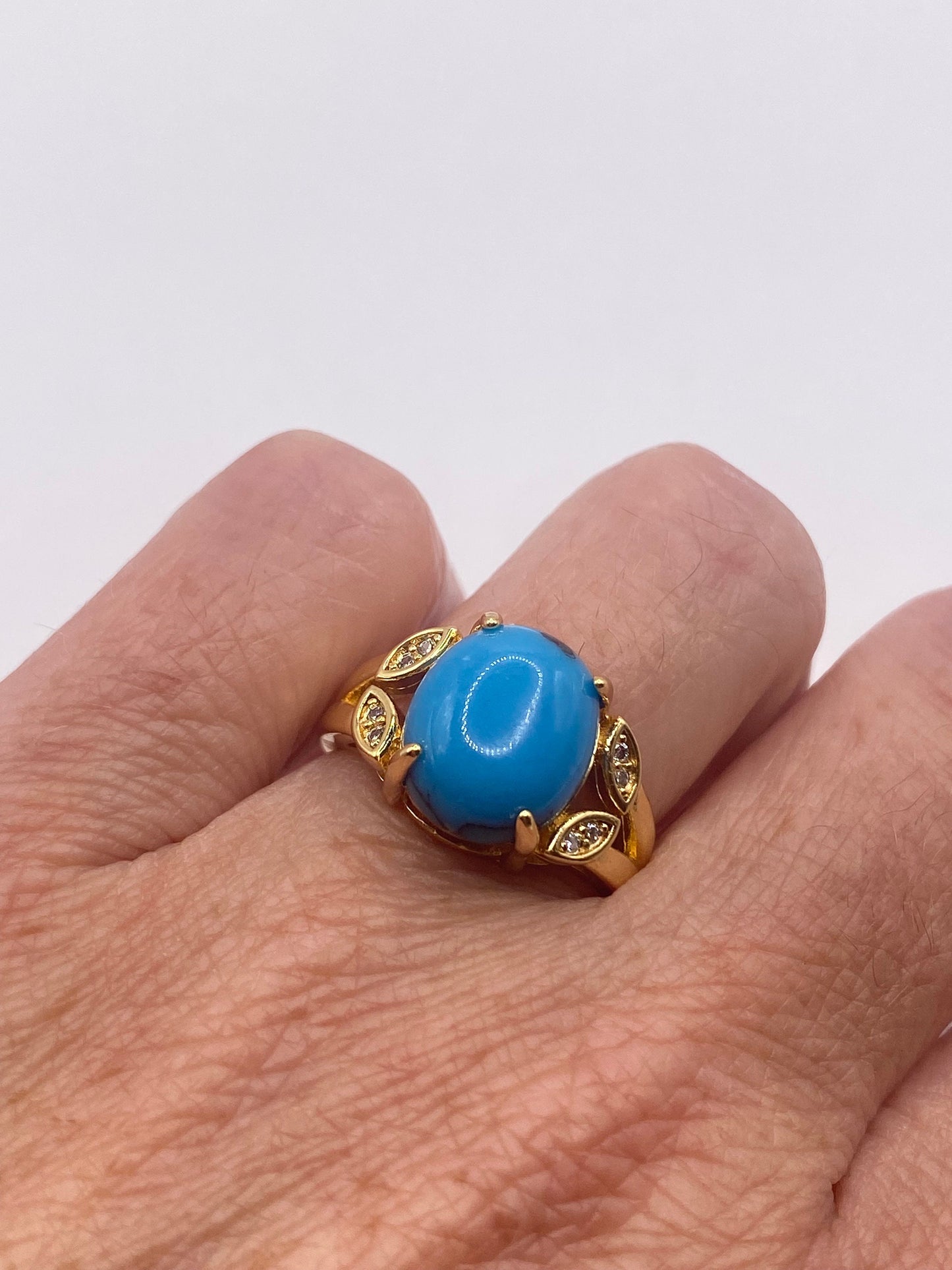 Vintage Turquoise Howlite Gold Filled Cocktail Ring