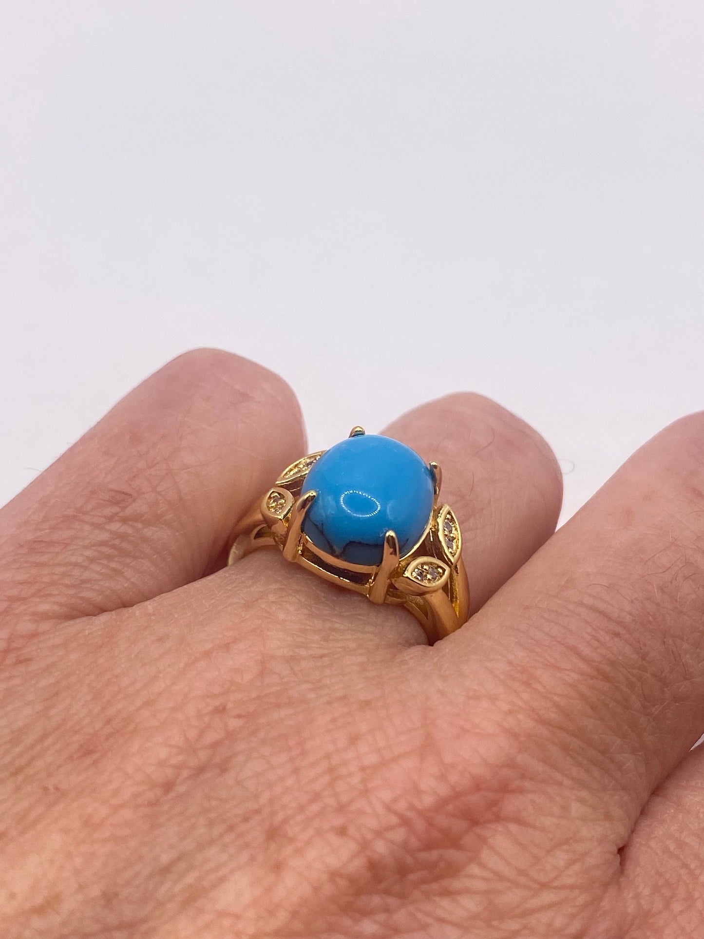 Vintage Turquoise Howlite Gold Filled Cocktail Ring