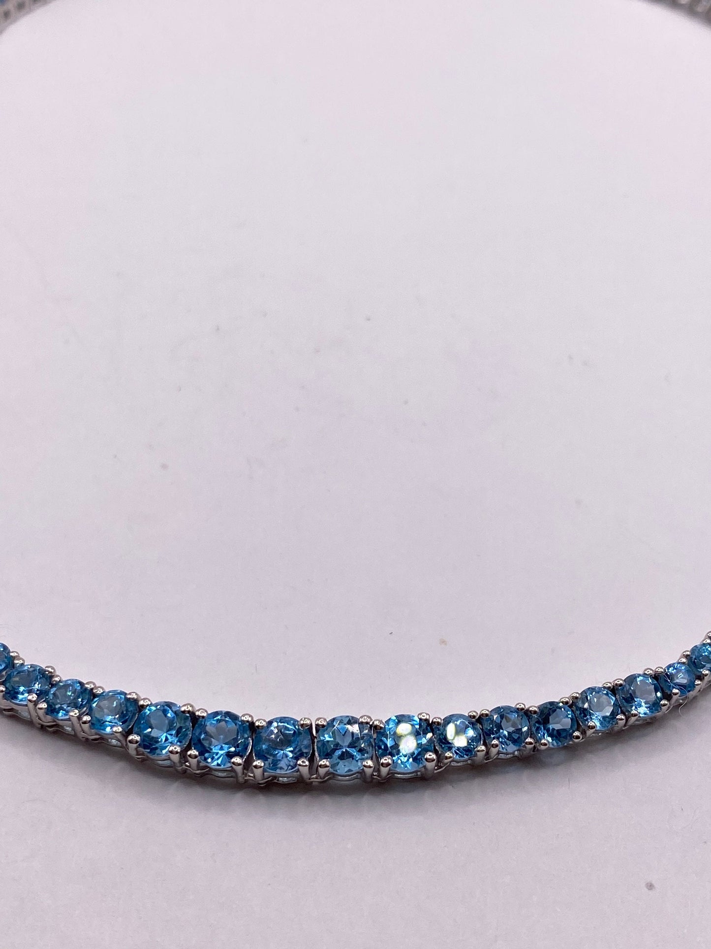 Vintage Blue Topaz Choker 925 Sterling Silver Necklace Collar