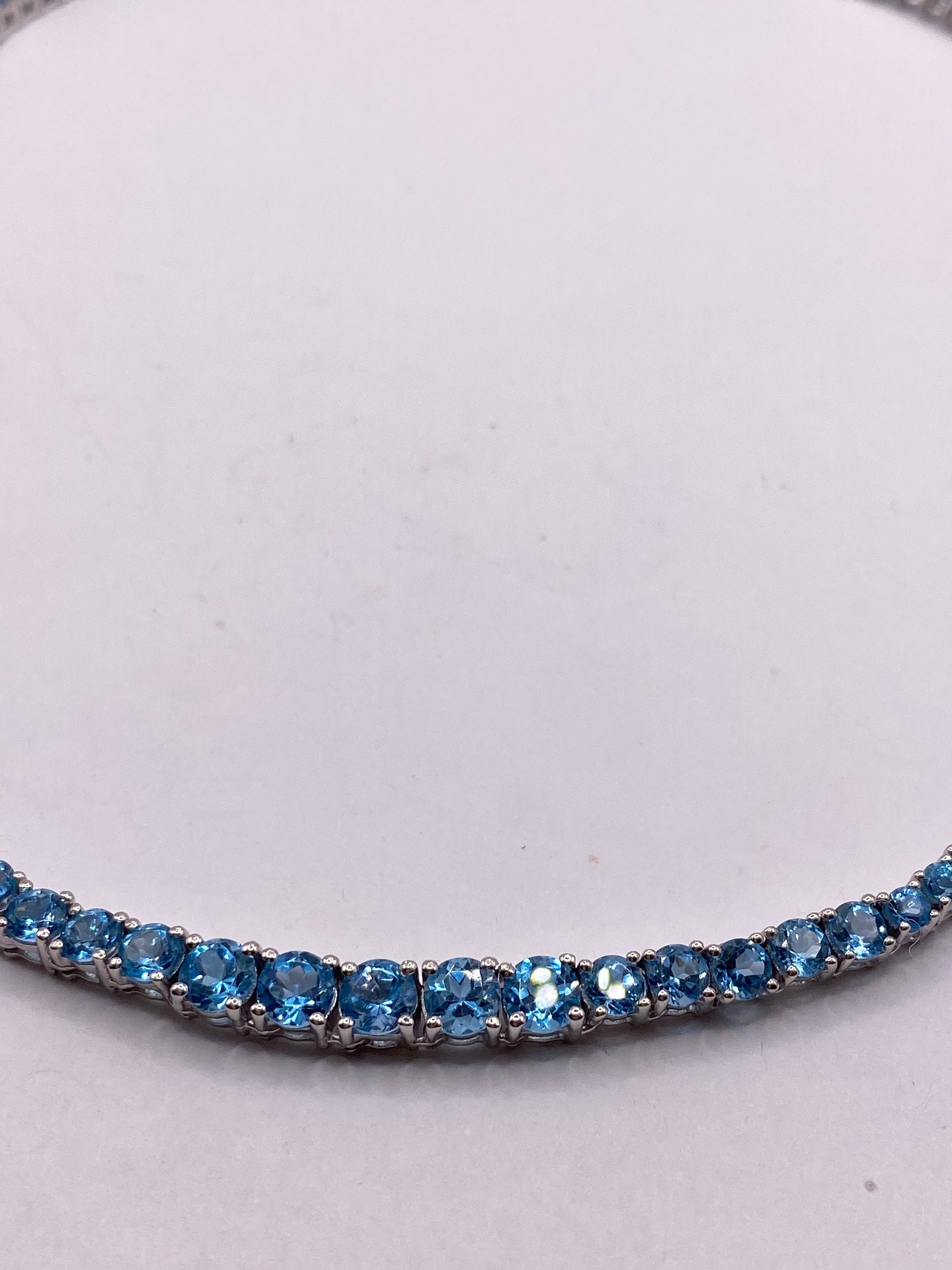 Vintage Blue Topaz Choker 925 Sterling Silver Necklace Collar