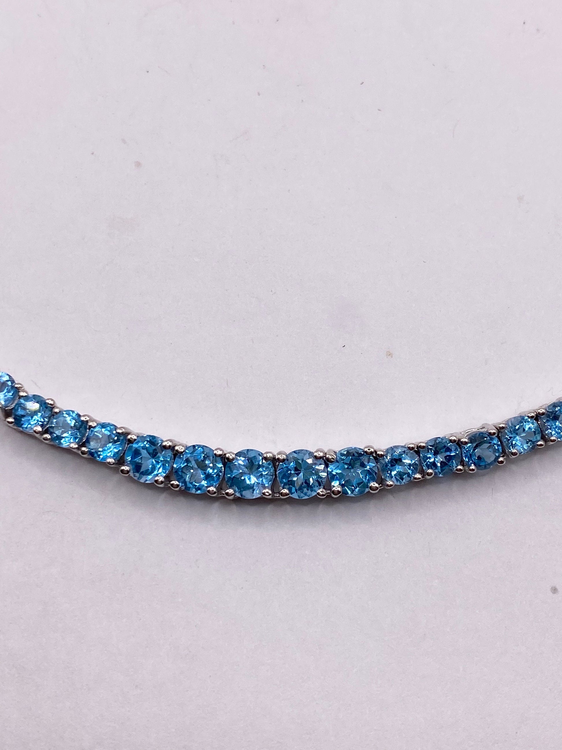 Vintage Blue Topaz Choker 925 Sterling Silver Necklace Collar