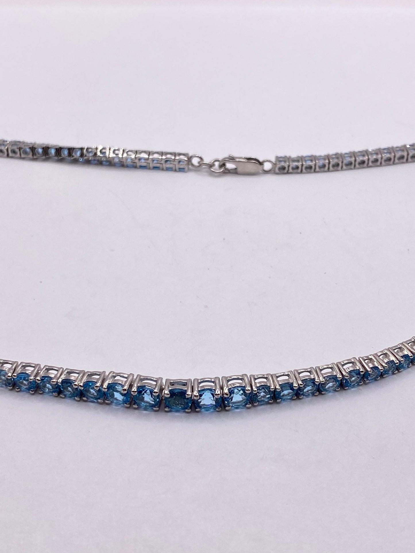Vintage Blue Topaz Choker 925 Sterling Silver Necklace Collar