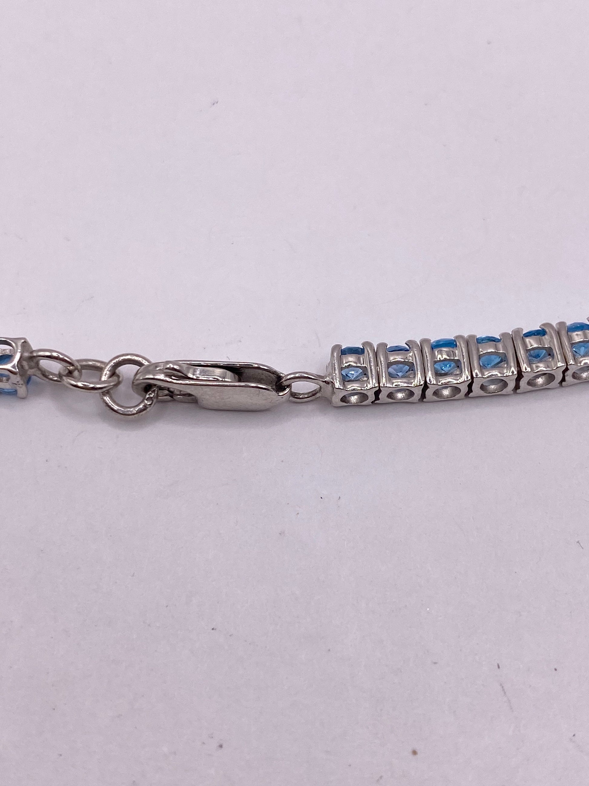 Vintage Blue Topaz Choker 925 Sterling Silver Necklace Collar