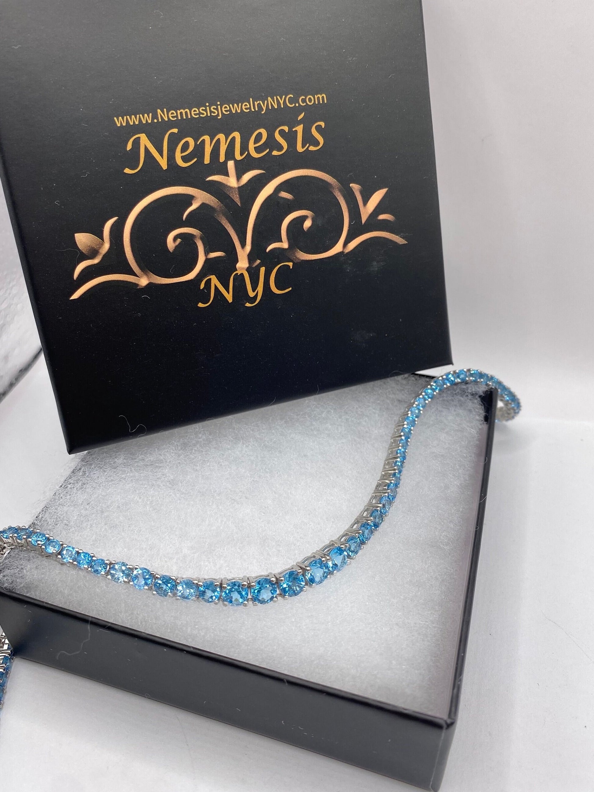 Vintage Blue Topaz Choker 925 Sterling Silver Necklace Collar