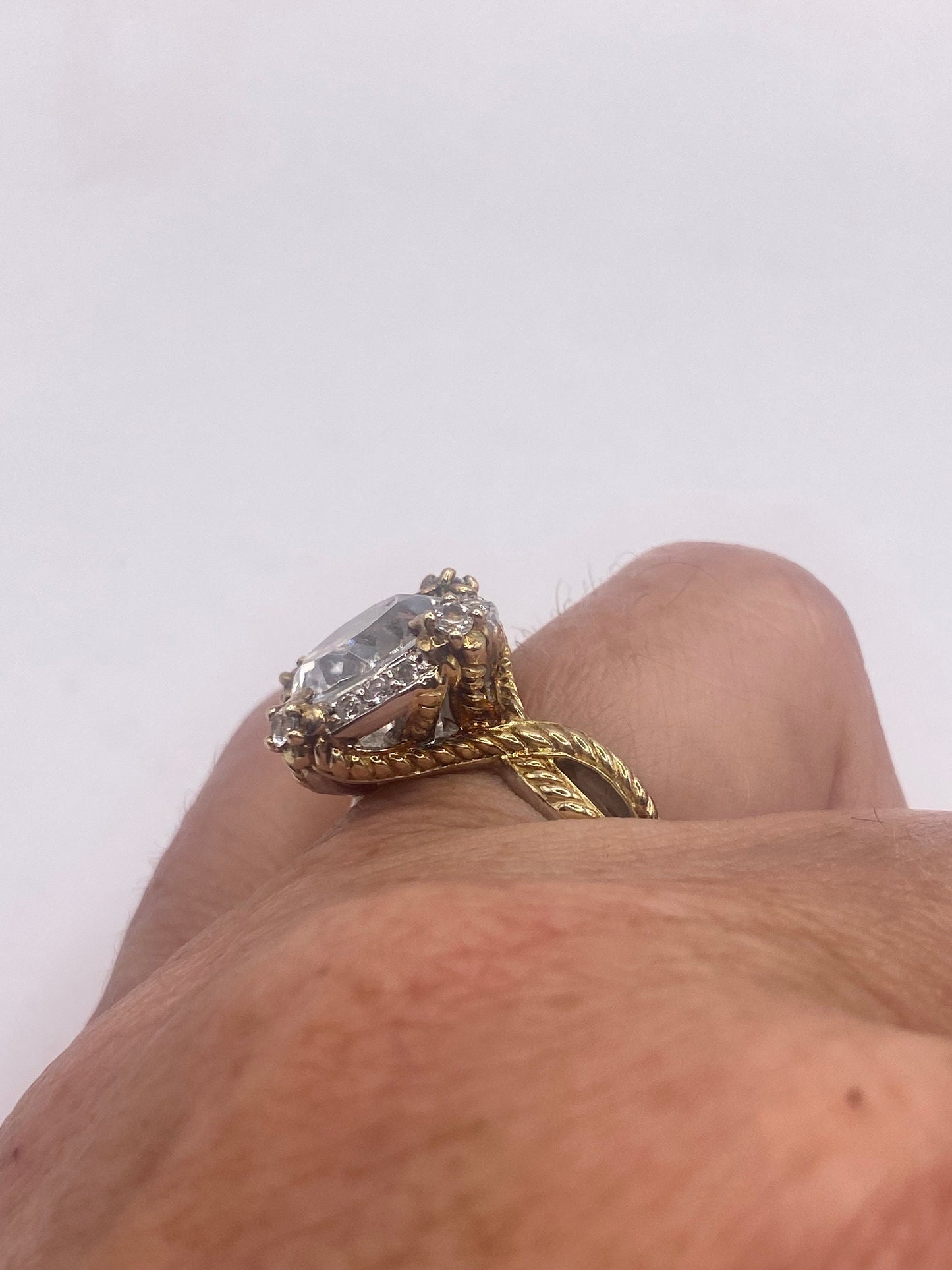Vintage Clear Quartz white sapphire 925 Sterling Silver Cocktail Ring