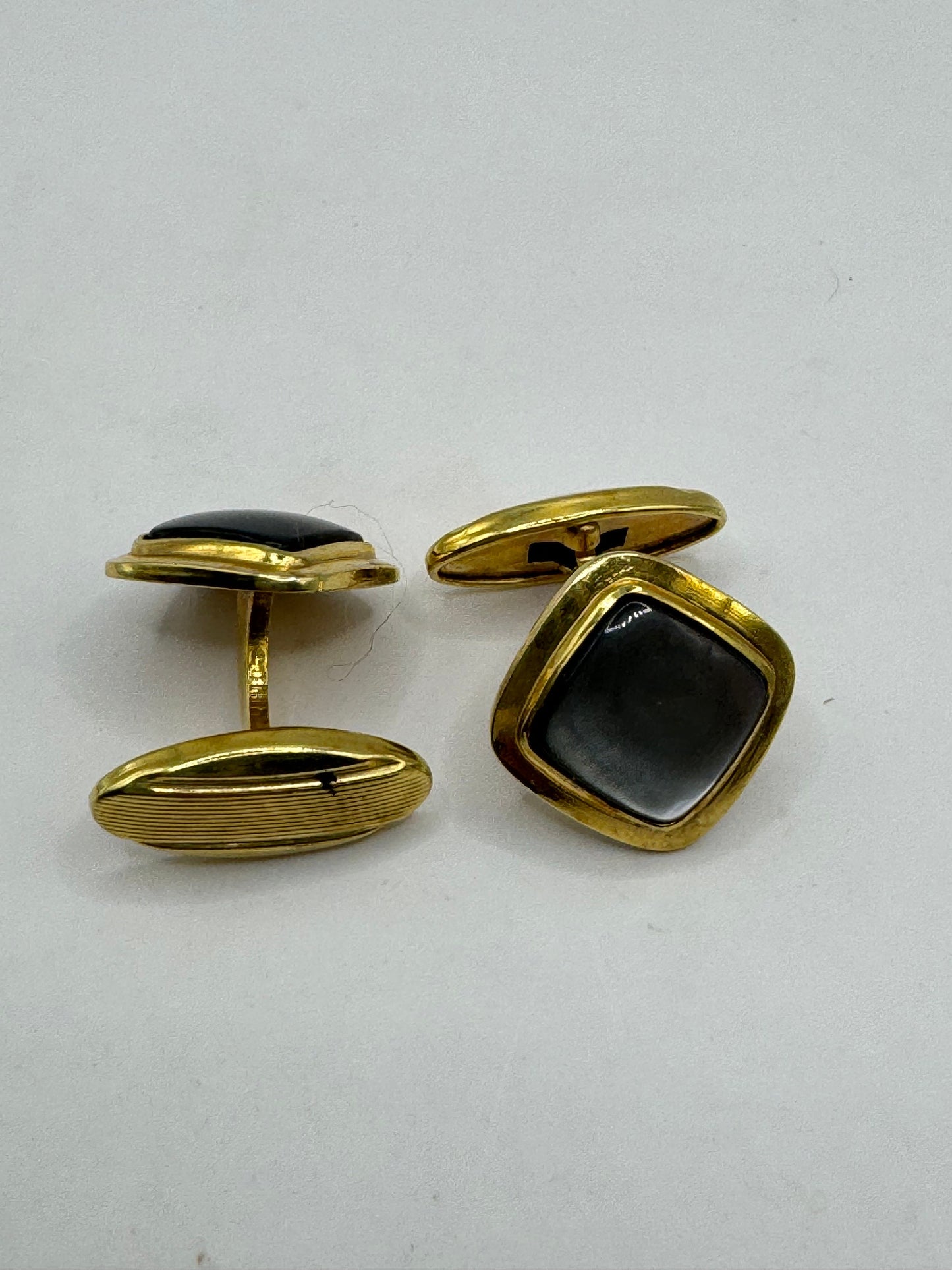 Vintage Golden Black Abalone Cuff Links