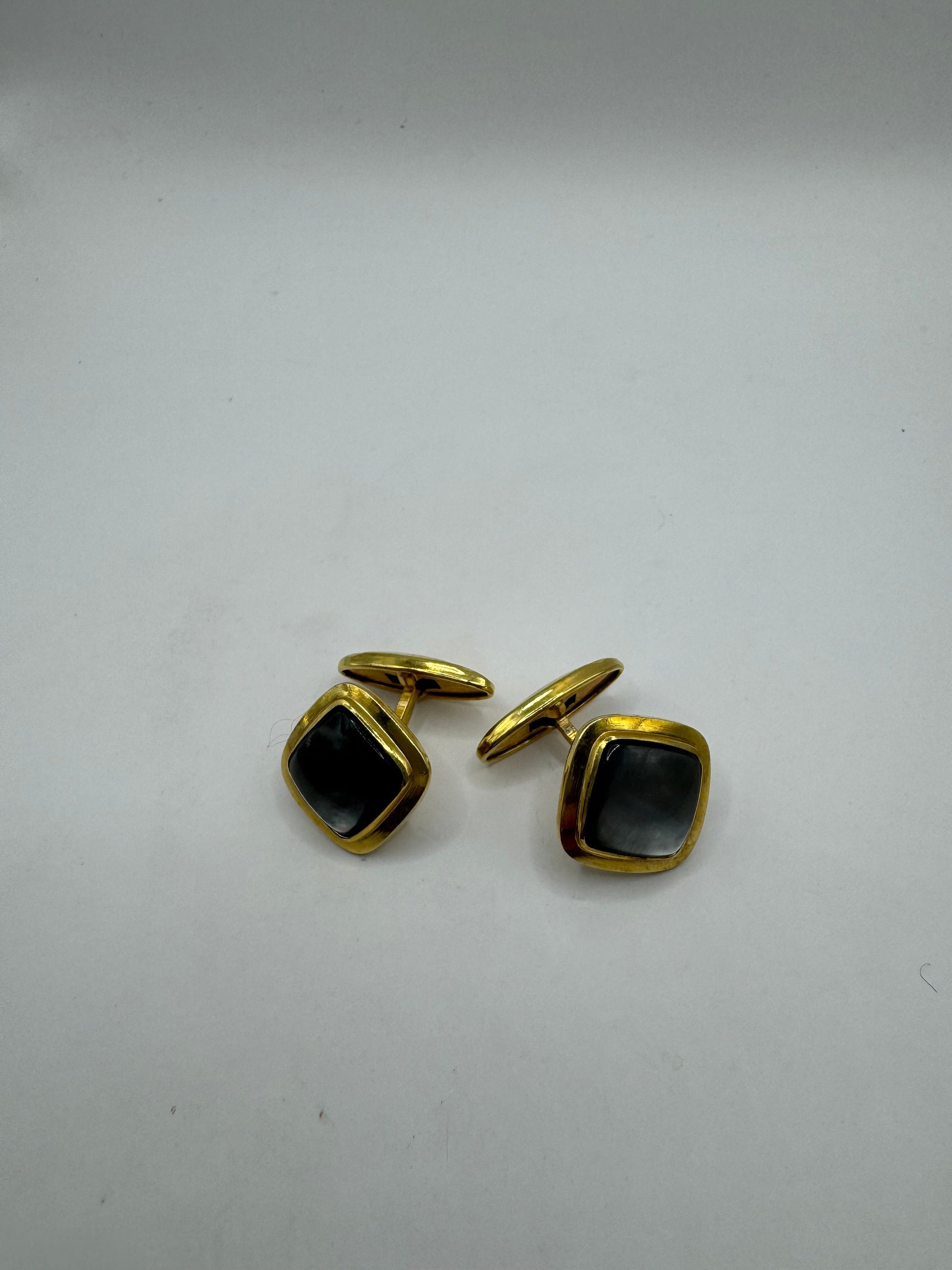 Vintage Golden Black Abalone Cuff Links