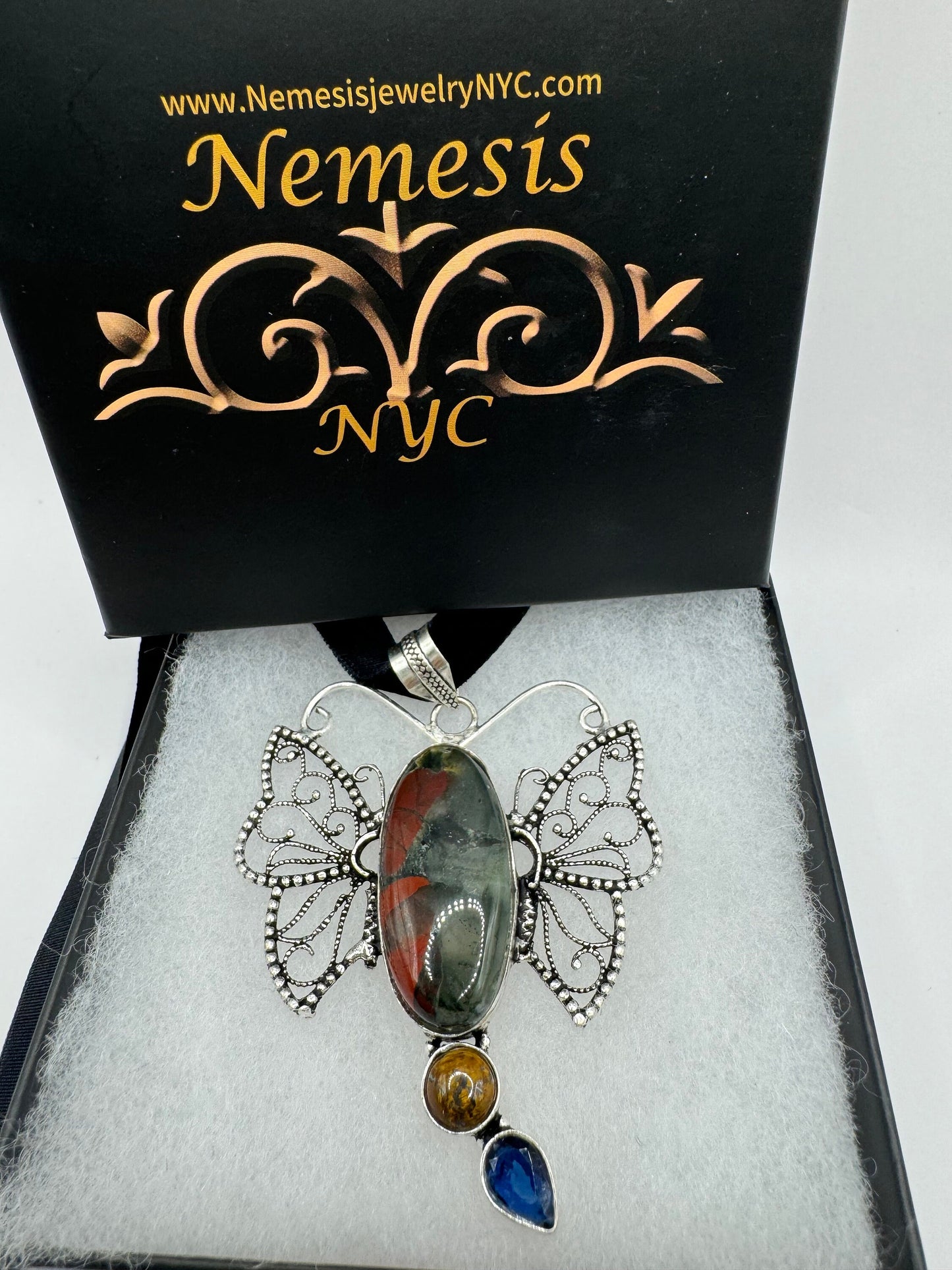 Vintage Green Bloodstone Silver Boho Choker Necklace Black Velevet Ribbon