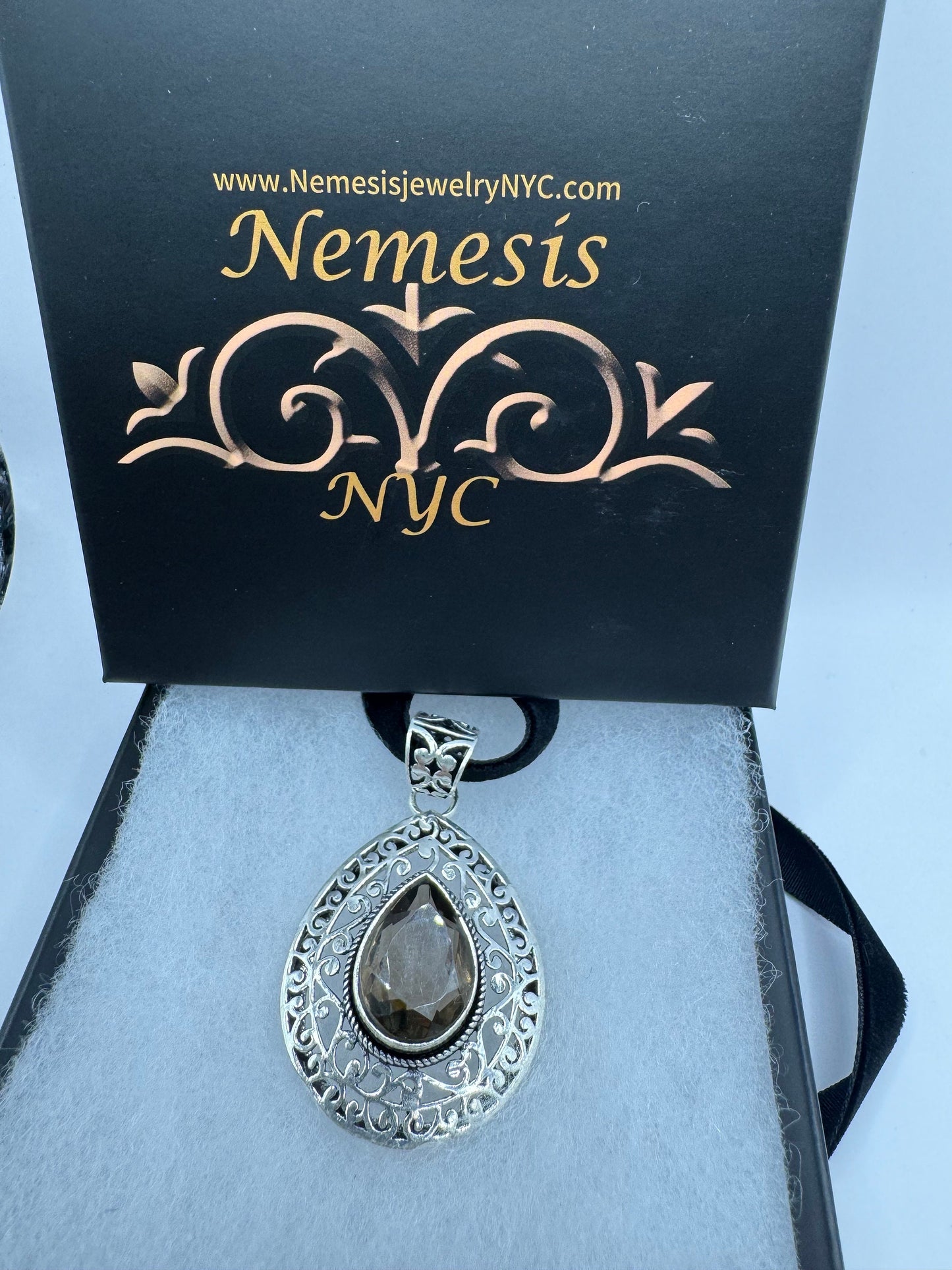 Vintage Smoky Silver Necklace Choker Black Velevet Ribbon