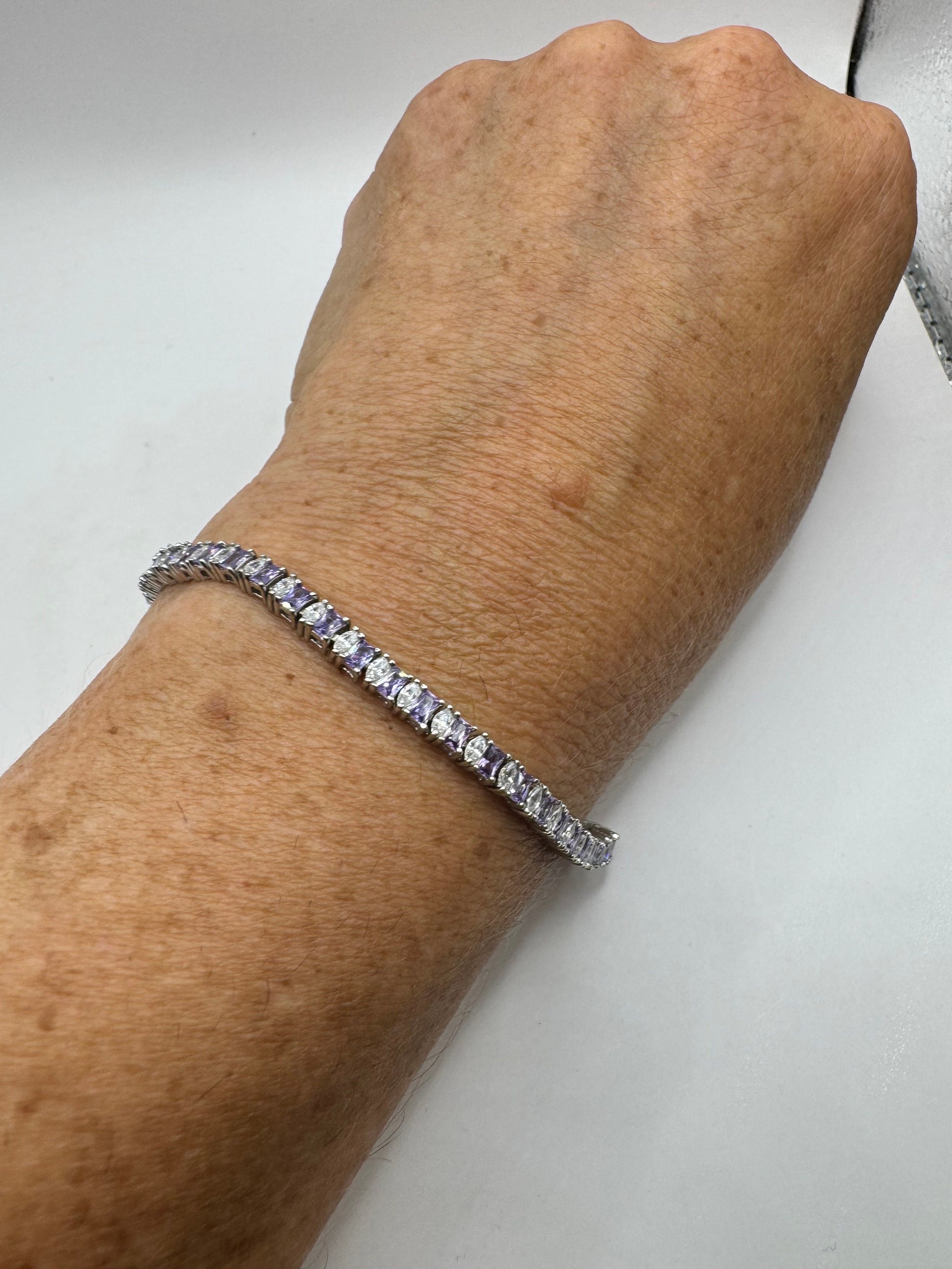 Vintage Purple Amethyst Tennis Bracelet in 925 Sterling Silver