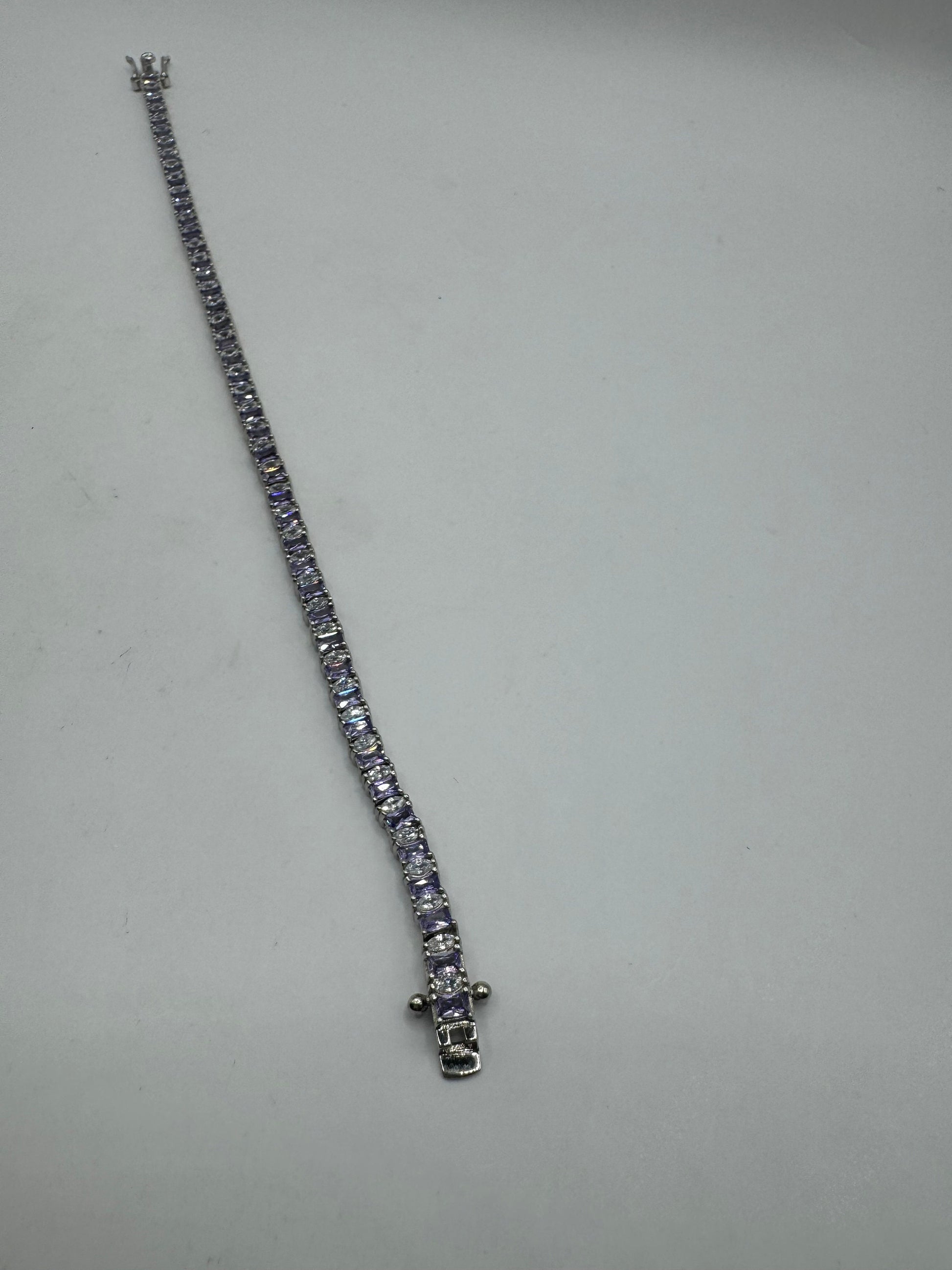 Vintage Purple Amethyst Tennis Bracelet in 925 Sterling Silver