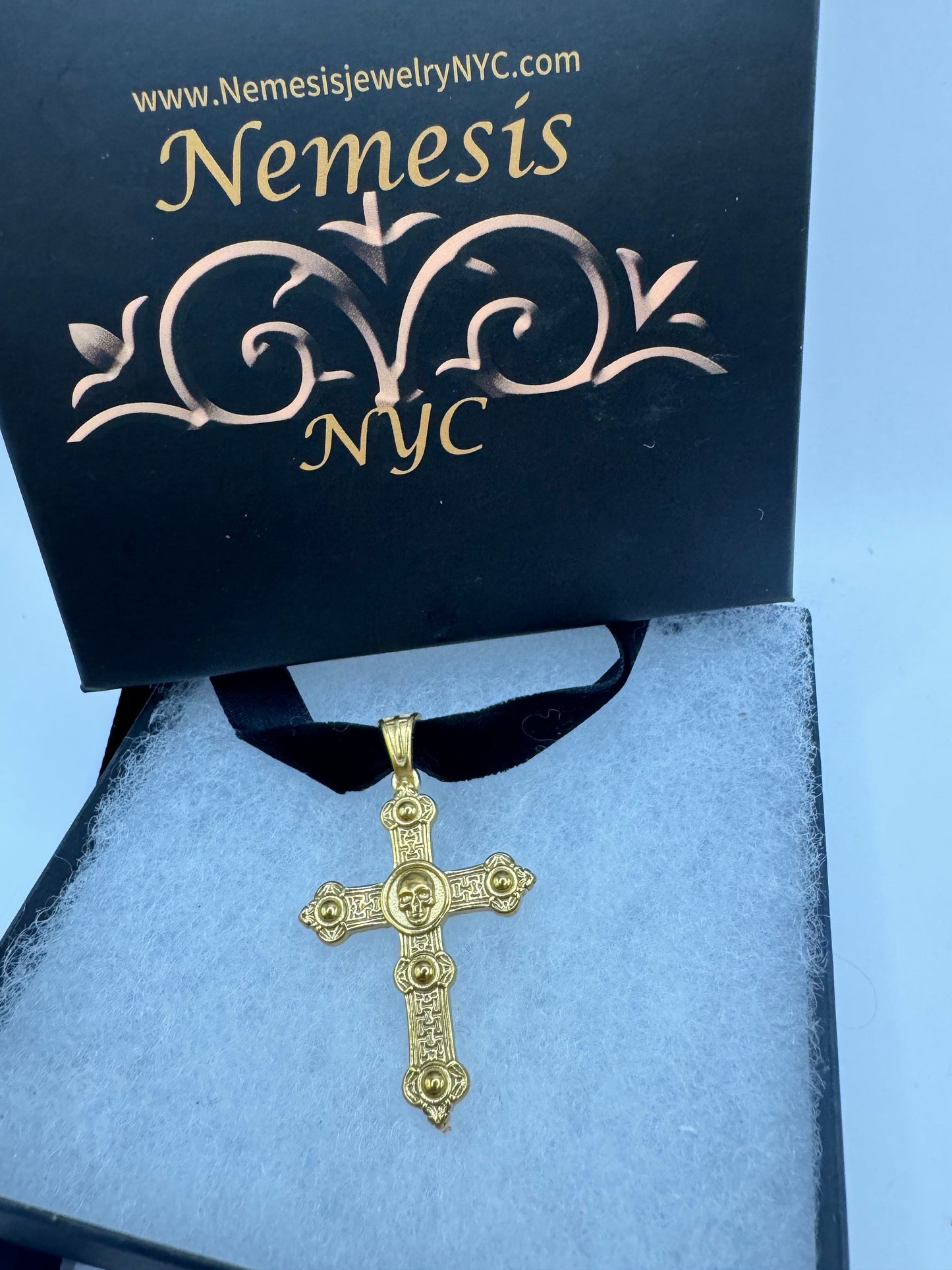 Vintage Celtic Golden Stainless Steel Cross Pendant Necklace
