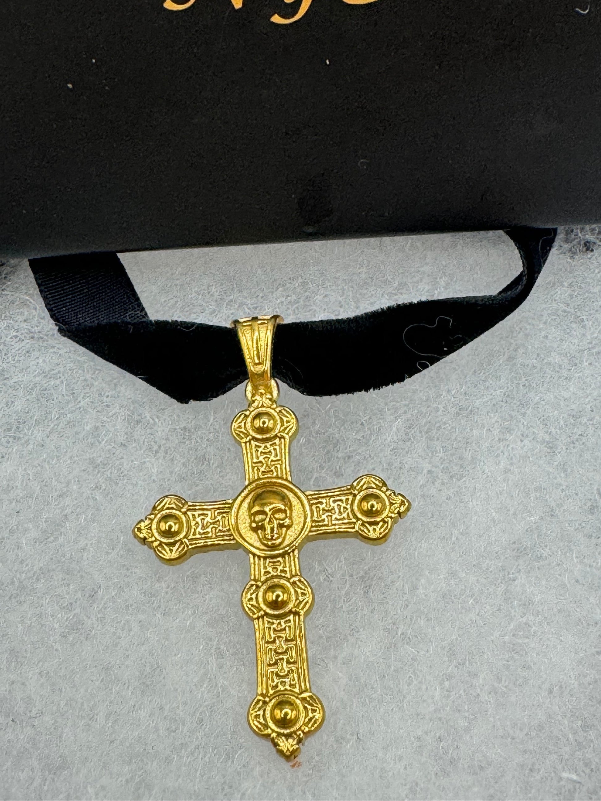 Vintage Celtic Golden Stainless Steel Cross Pendant Necklace