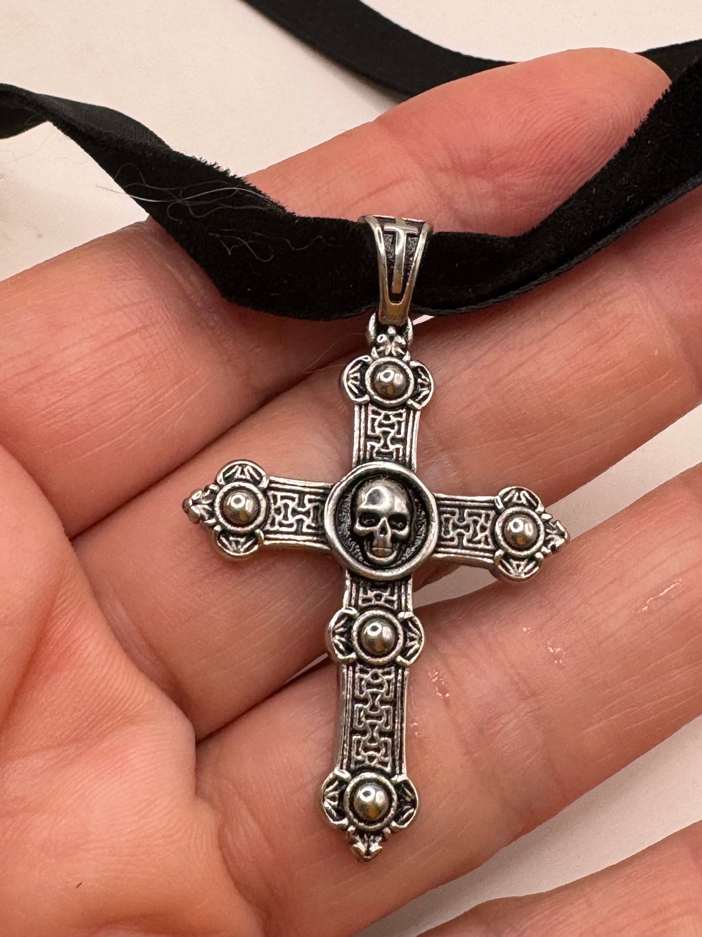 Vintage Celtic Golden Stainless Steel Cross Pendant Necklace