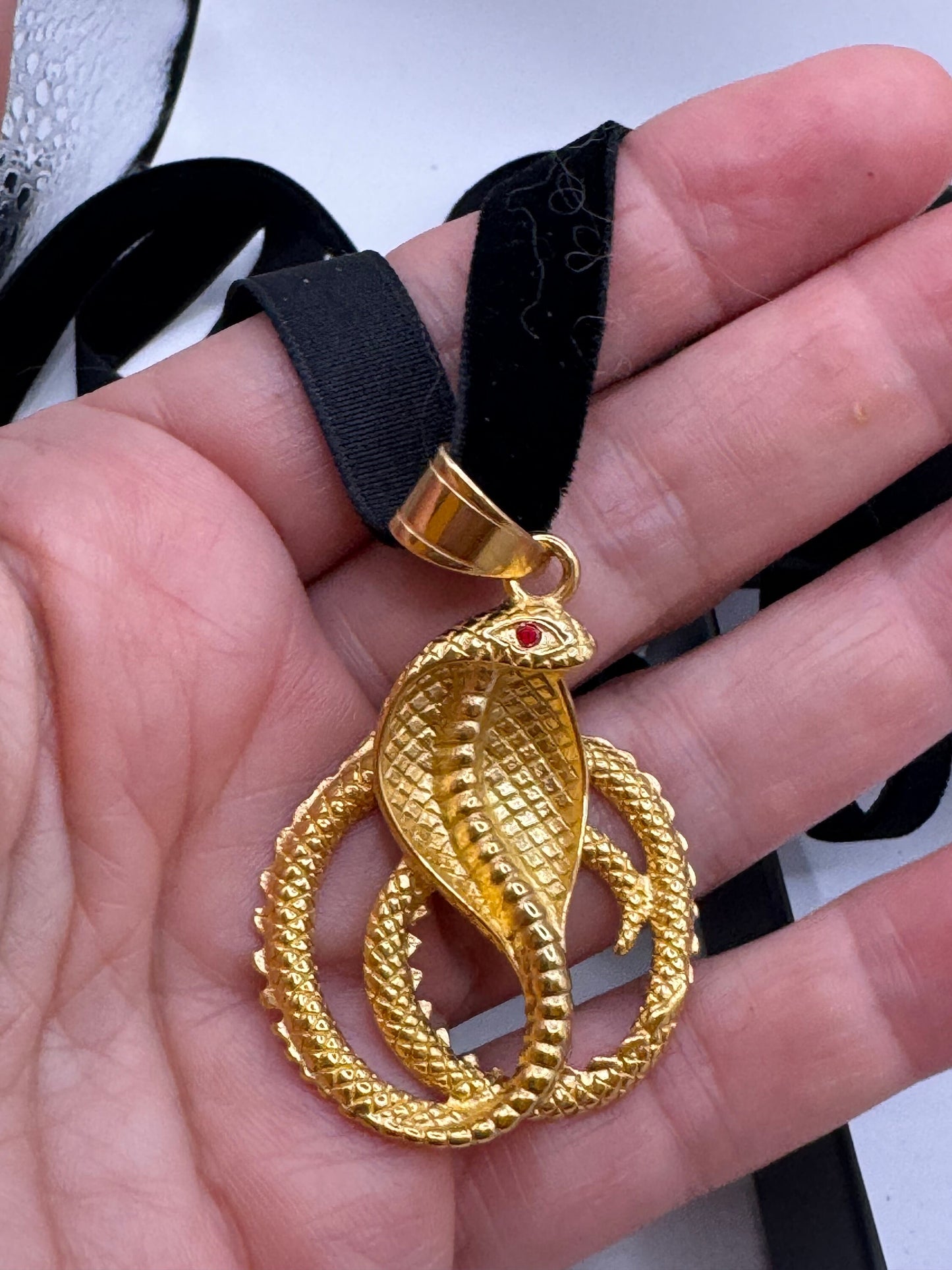 vintage Golden stainless steel Cobra Snake Choker Necklace