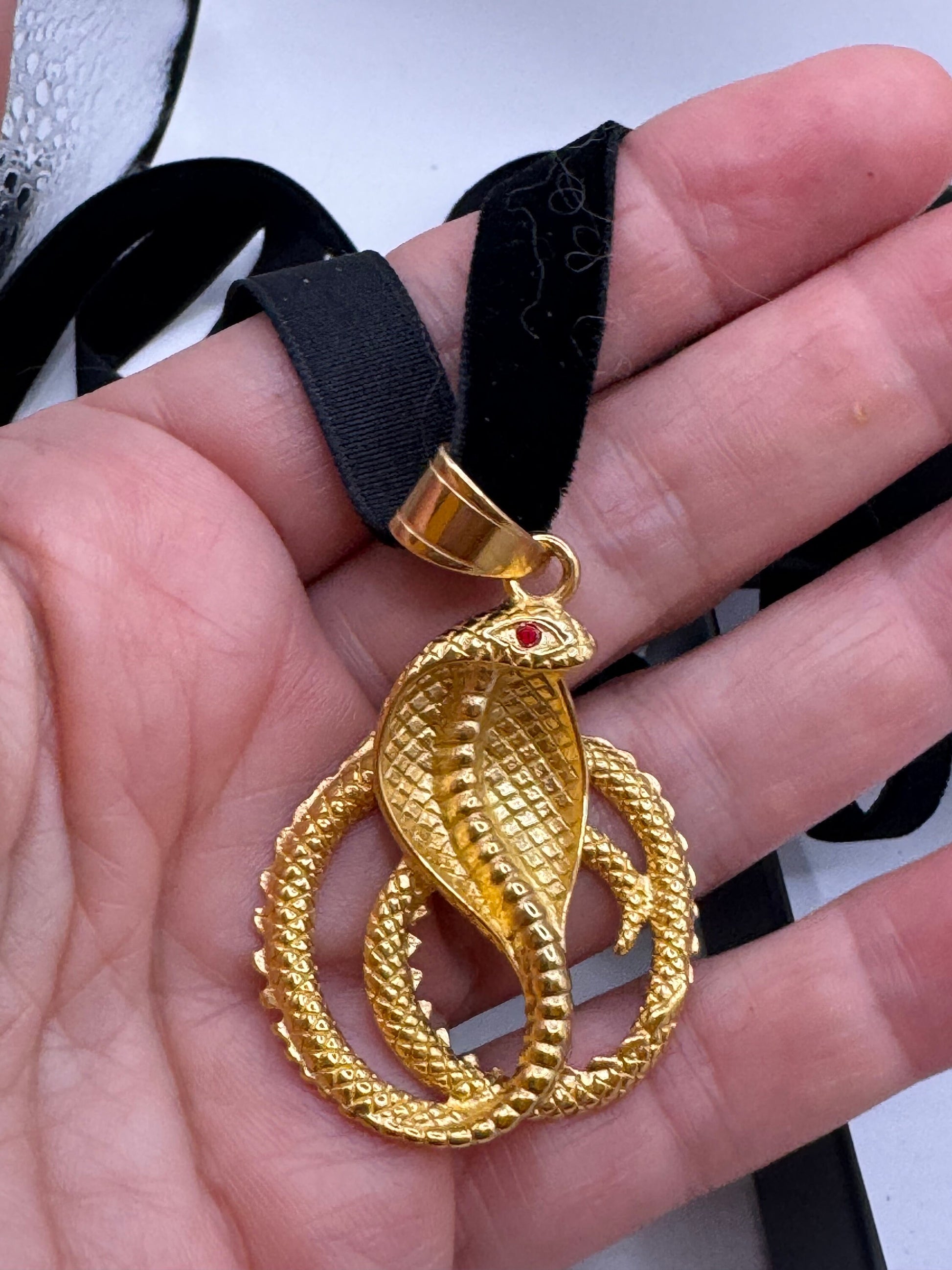 vintage Golden stainless steel Cobra Snake Choker Necklace