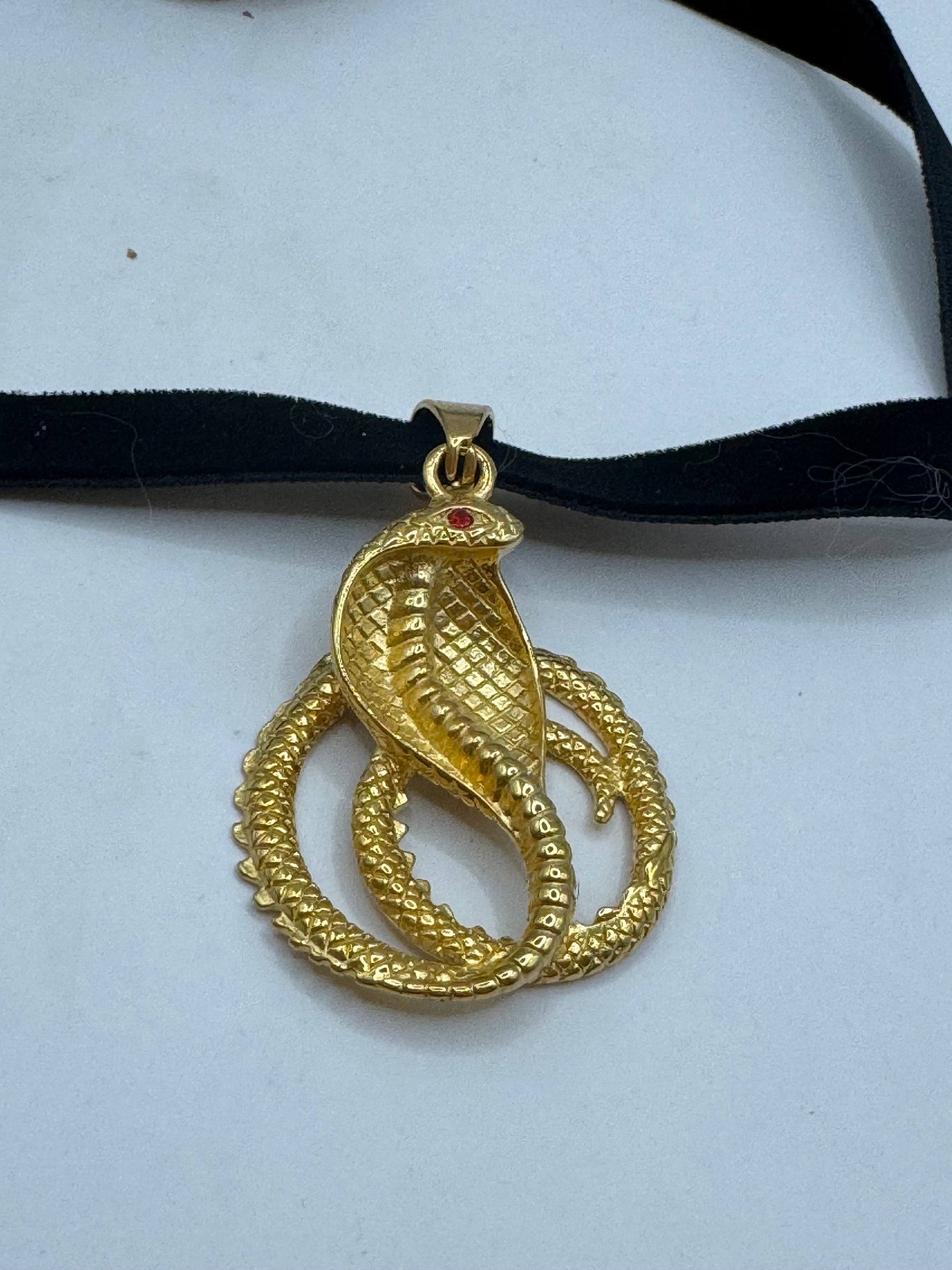 vintage Golden stainless steel Cobra Snake Choker Necklace