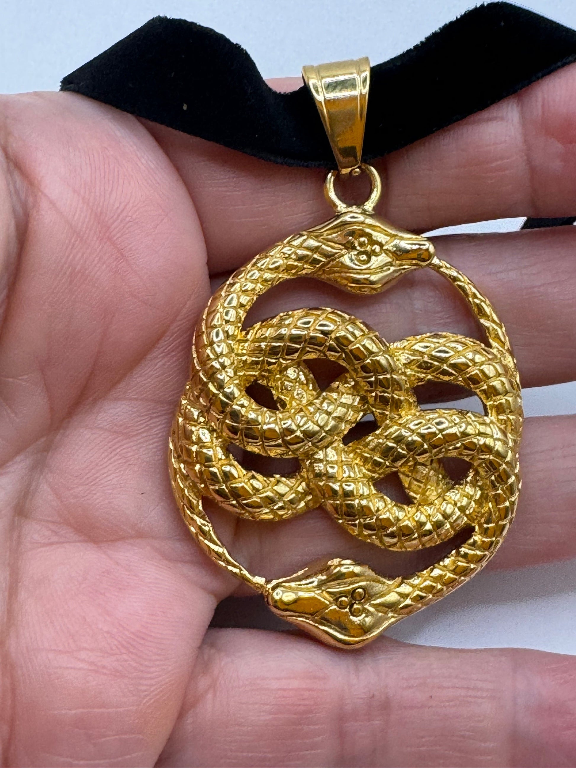 Vintage Stainless Steel Snake Choker Necklace