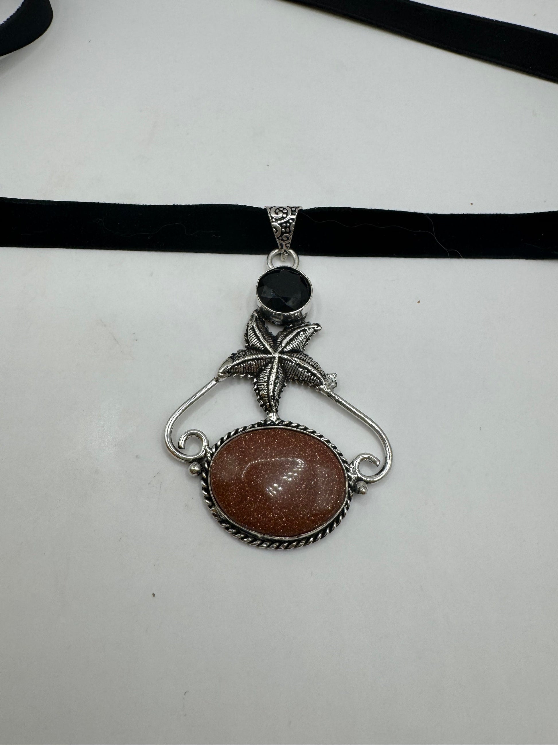 Vintage Golden Sandstone silver collar necklace choker