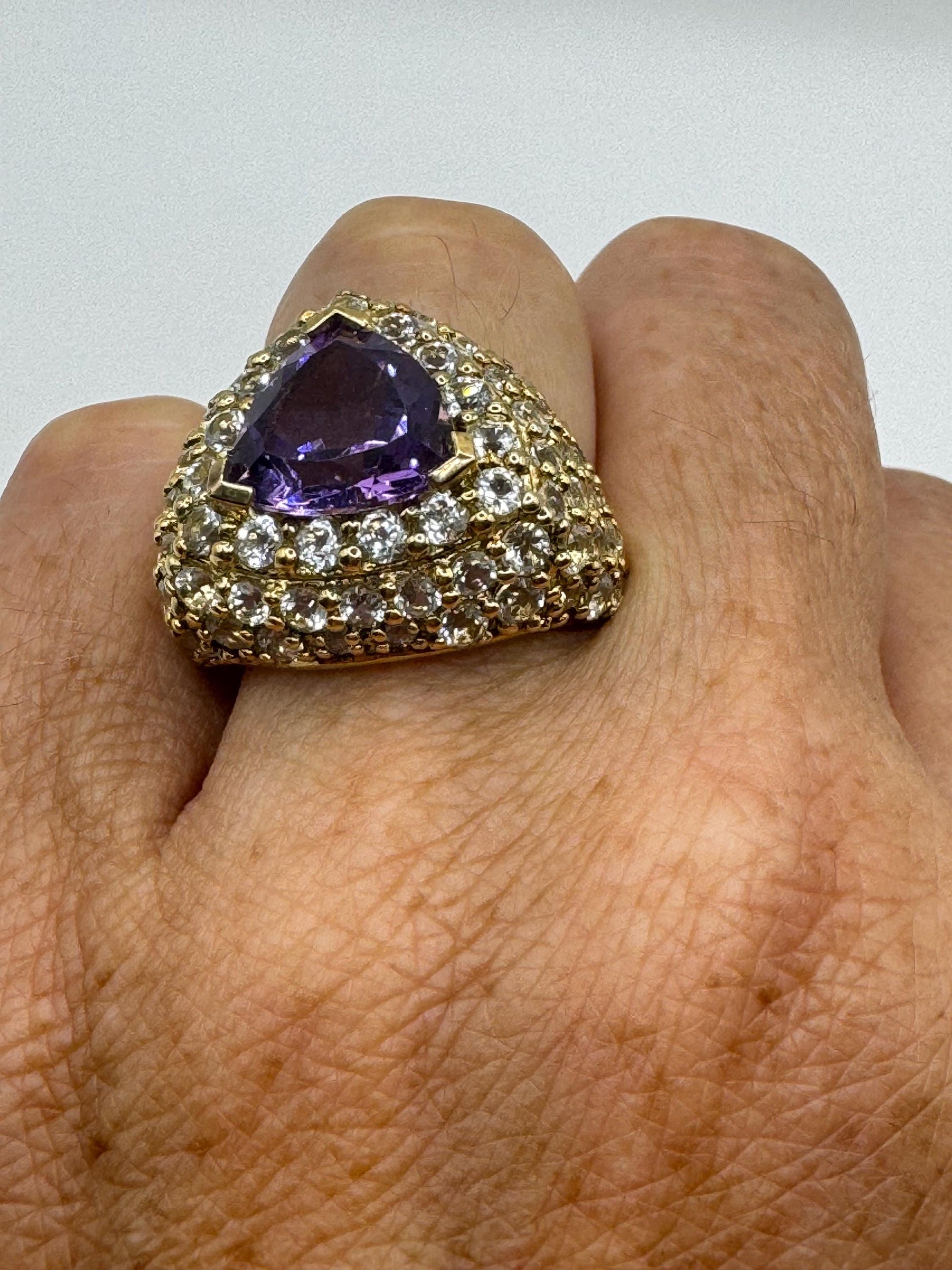 Vintage Purple Amethyst Ring in Gold 925 Sterling Silver