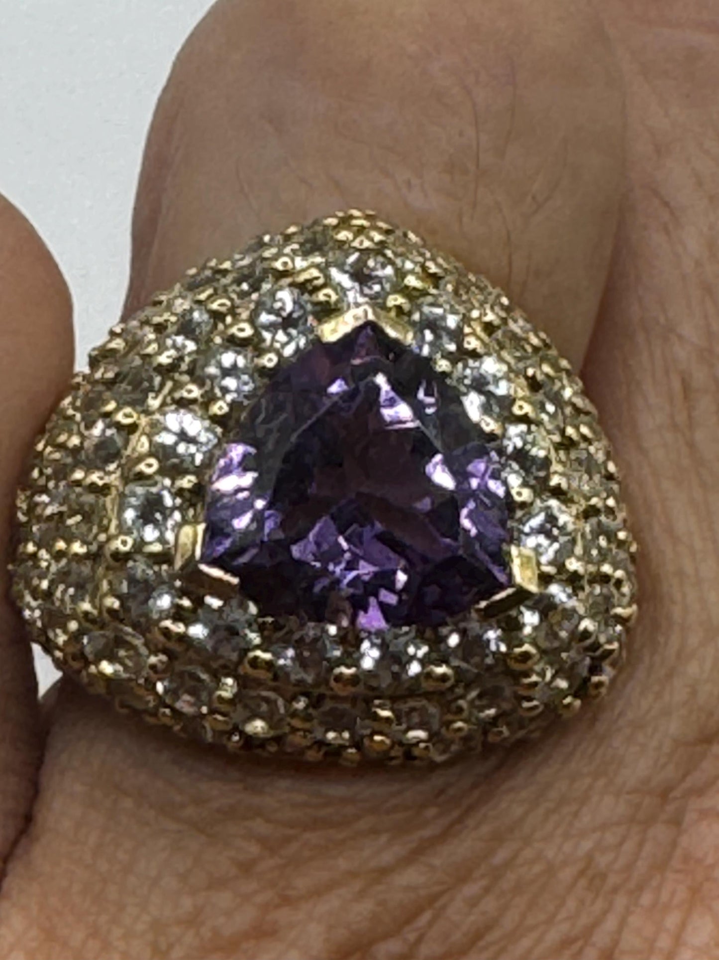Vintage Purple Amethyst Ring in Gold 925 Sterling Silver
