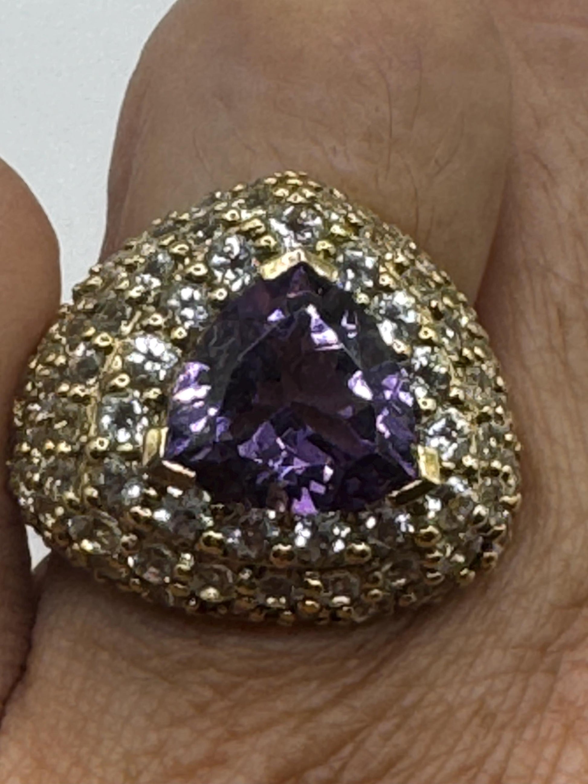 Vintage Purple Amethyst Ring in Gold 925 Sterling Silver