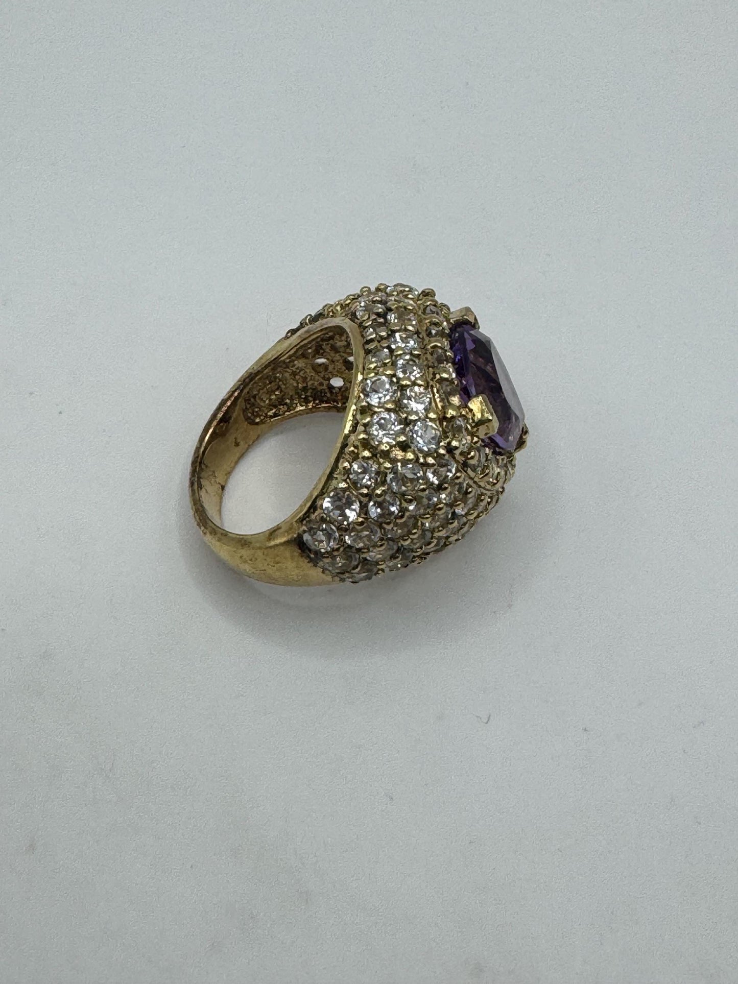 Vintage Purple Amethyst Ring in Gold 925 Sterling Silver