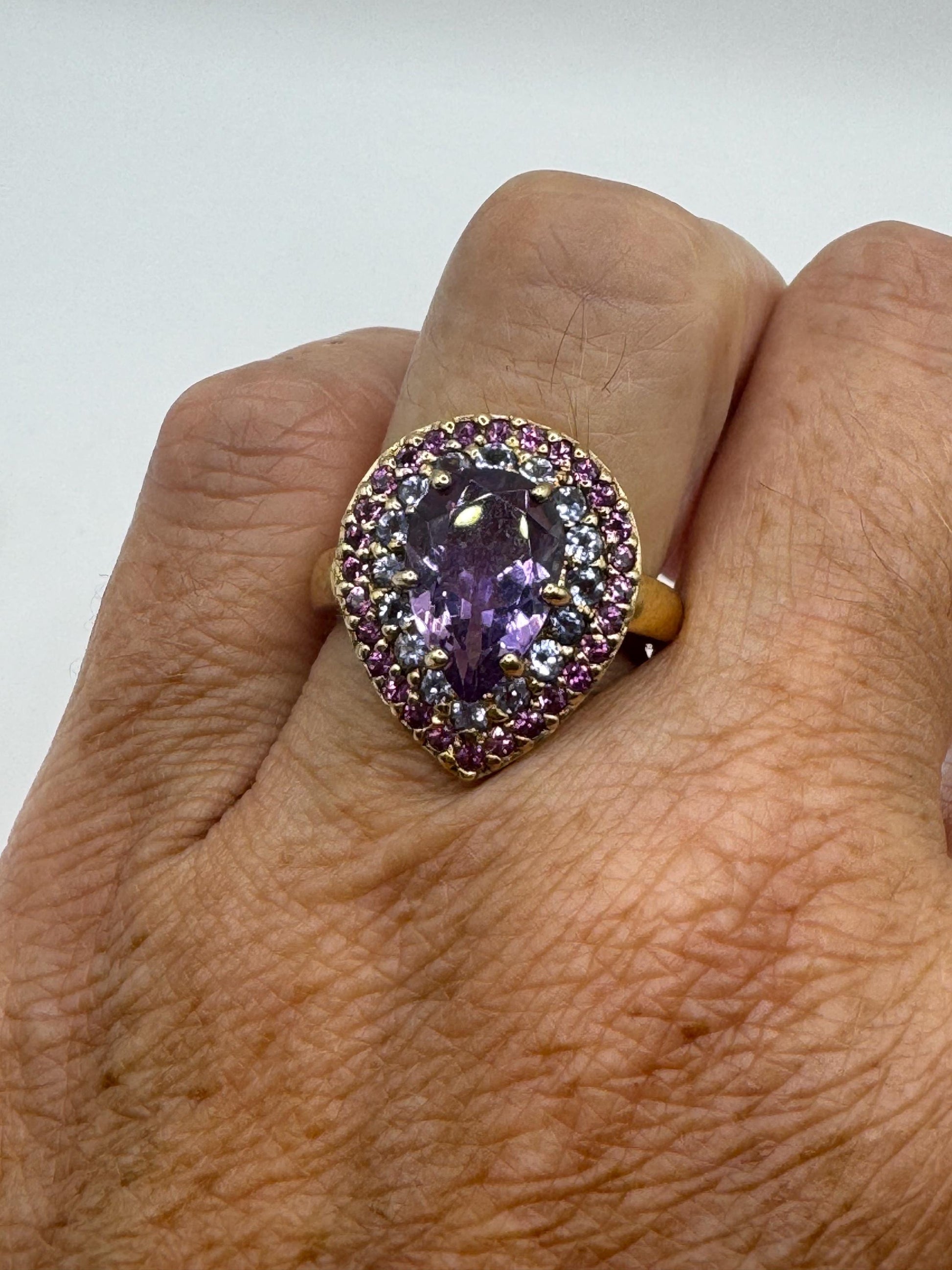 Vintage Purple Amethyst Ring in 925 Sterling Silver