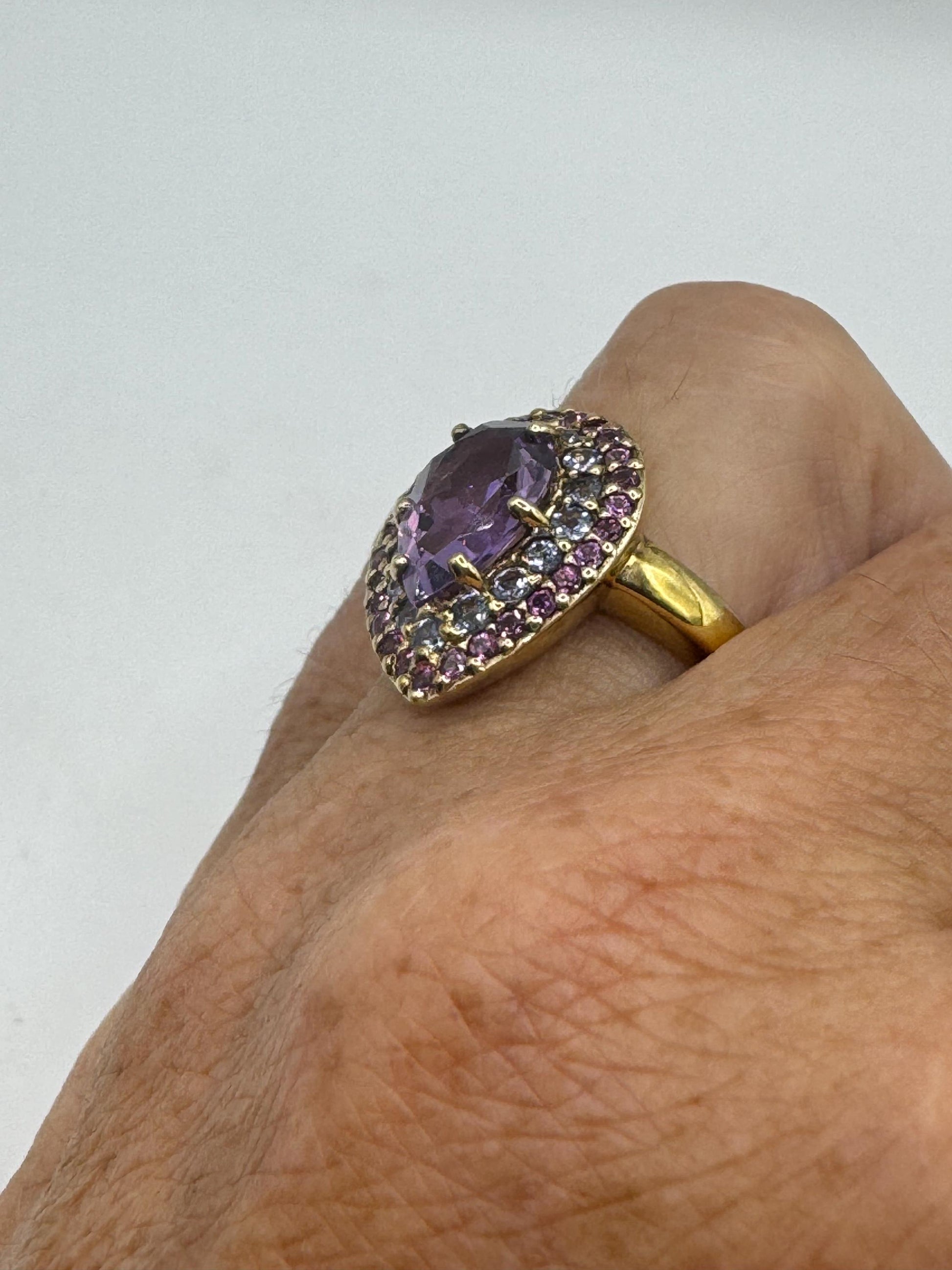 Vintage Purple Amethyst Ring in 925 Sterling Silver