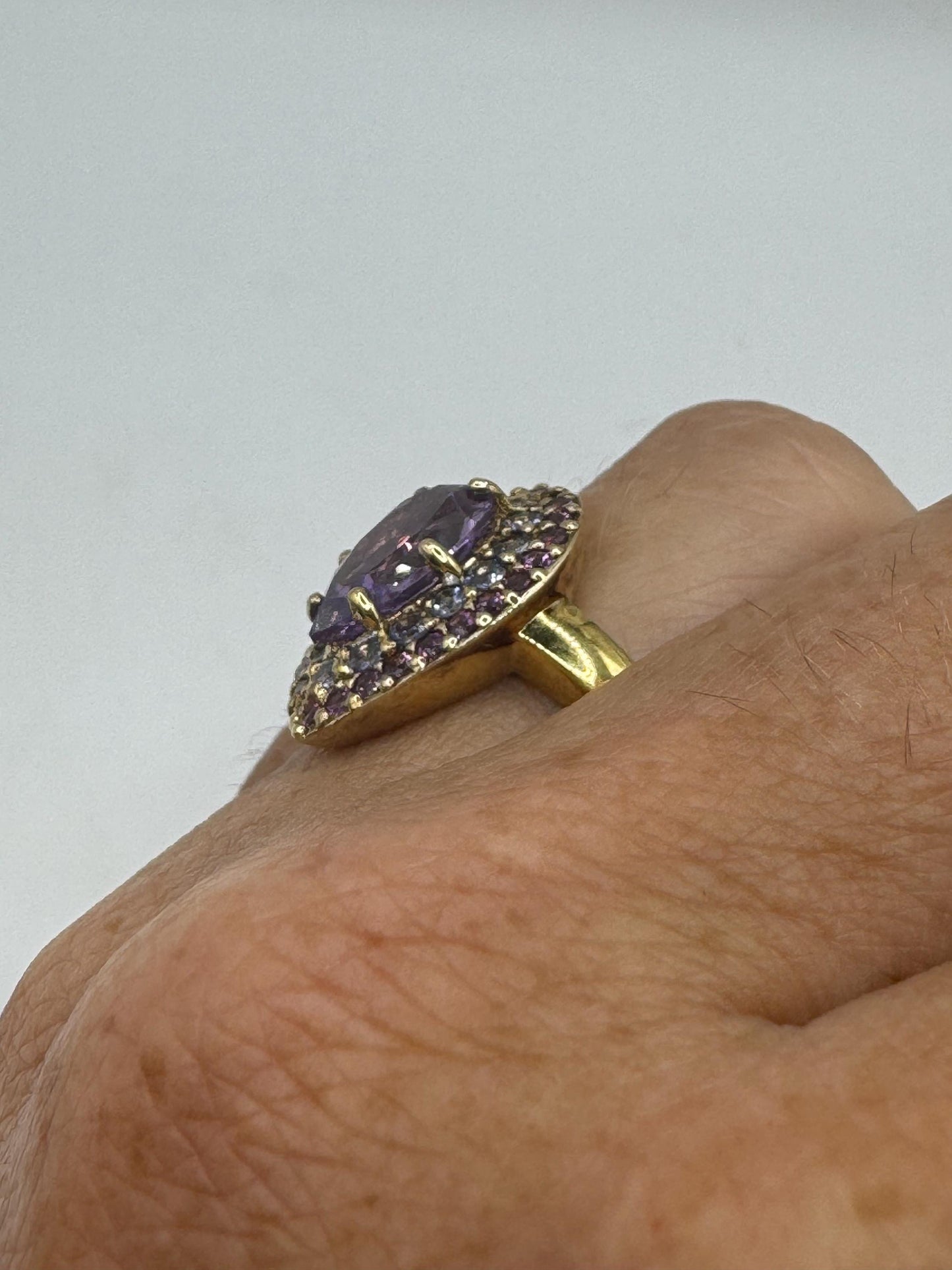 Vintage Purple Amethyst Ring in 925 Sterling Silver
