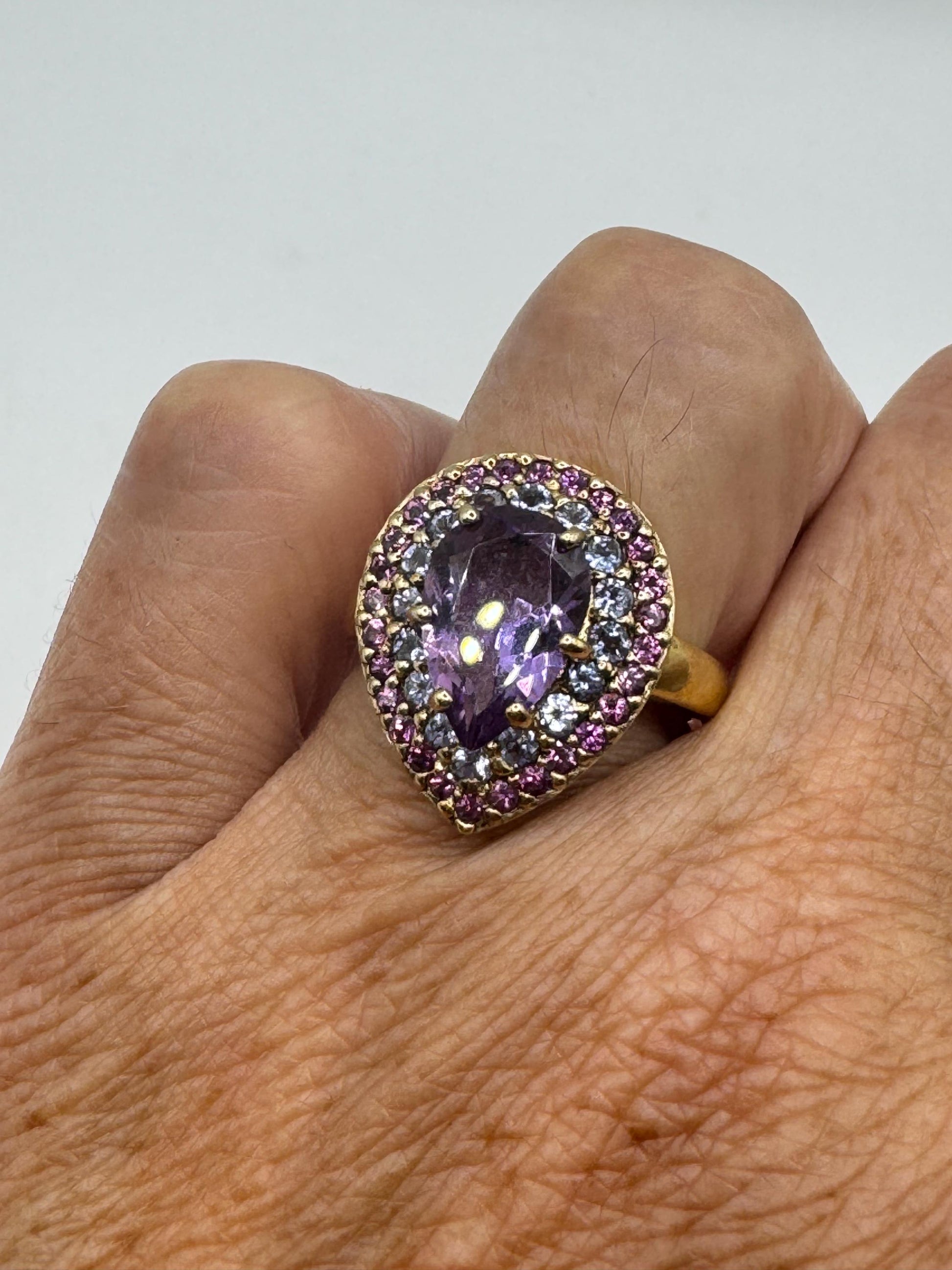 Vintage Purple Amethyst Ring in 925 Sterling Silver