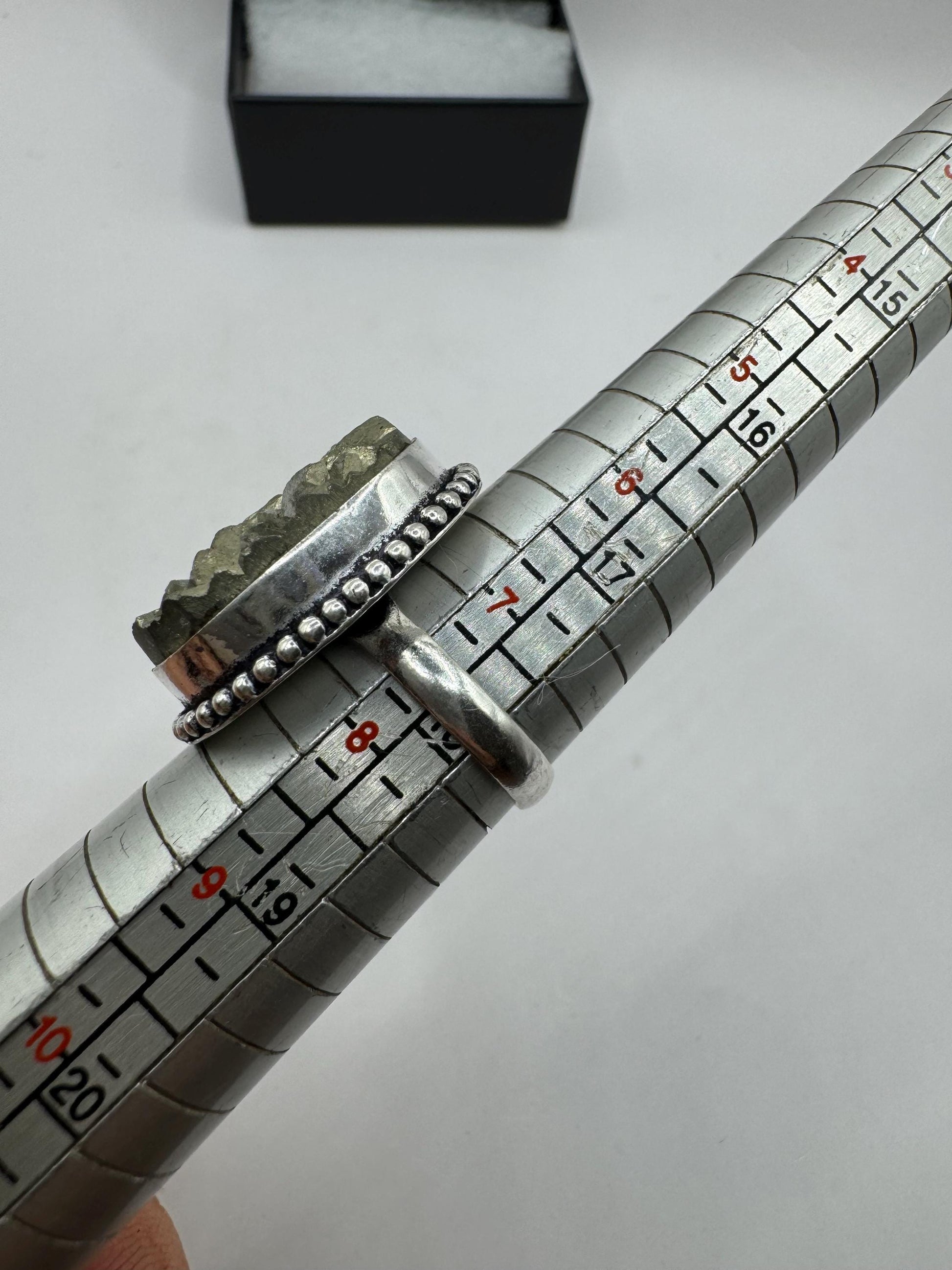 Vintage Gold Pyrite Silver Cocktail Ring Size 7.5