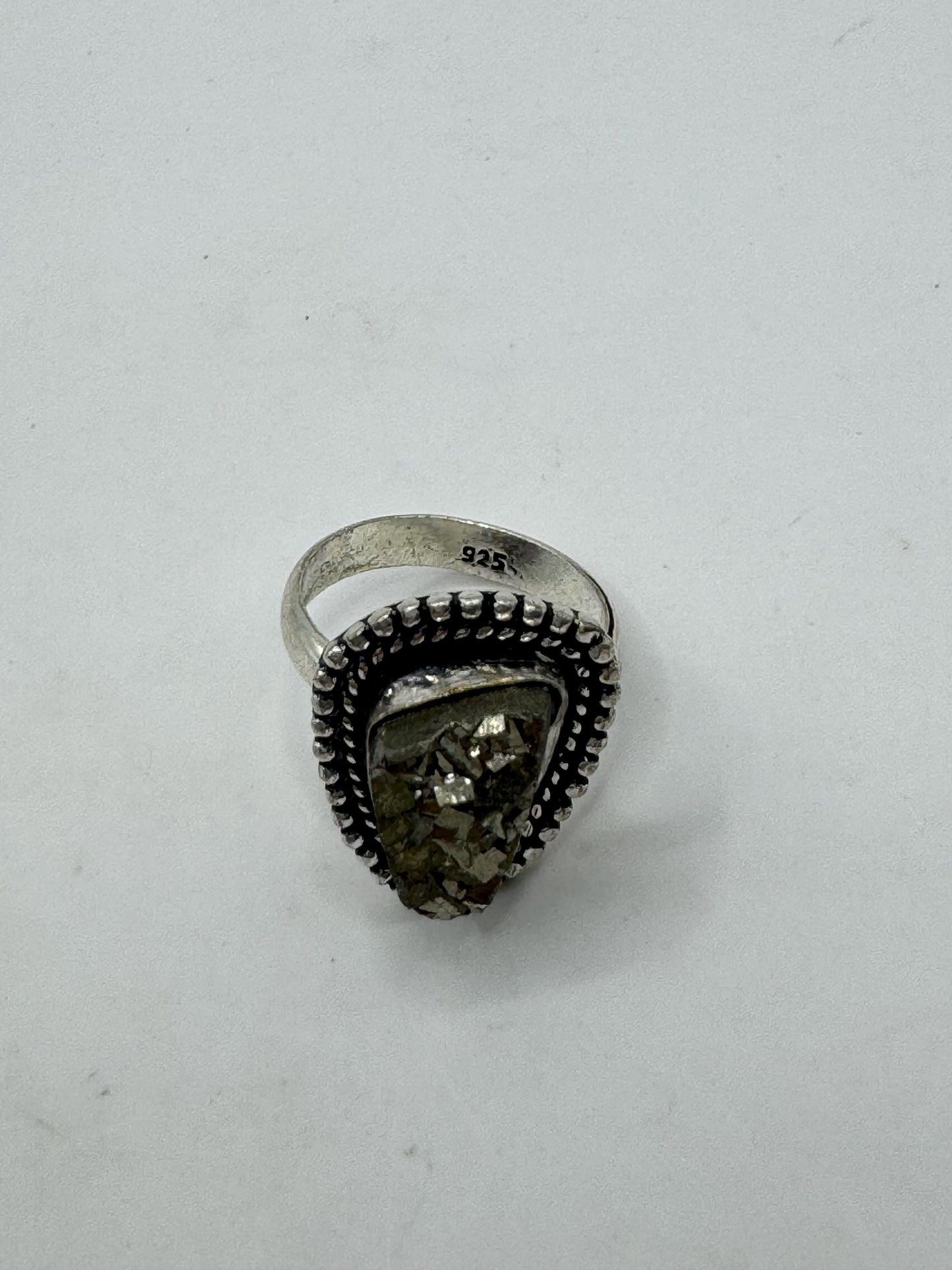 Vintage Gold Pyrite Silver Cocktail Ring Size 6