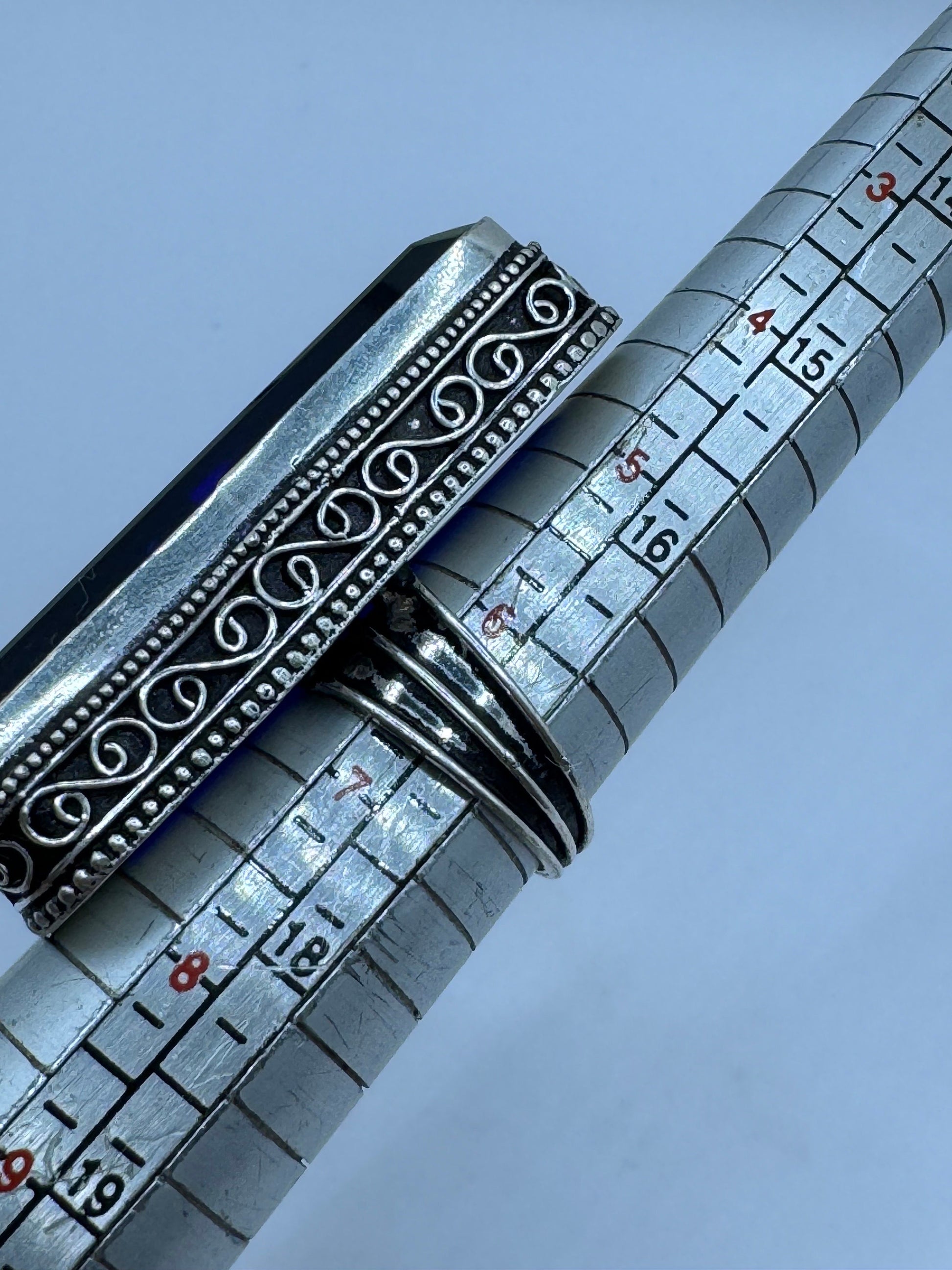 Vintage Blue Colbolt Glass Deco Cocktail Ring Size 6.5