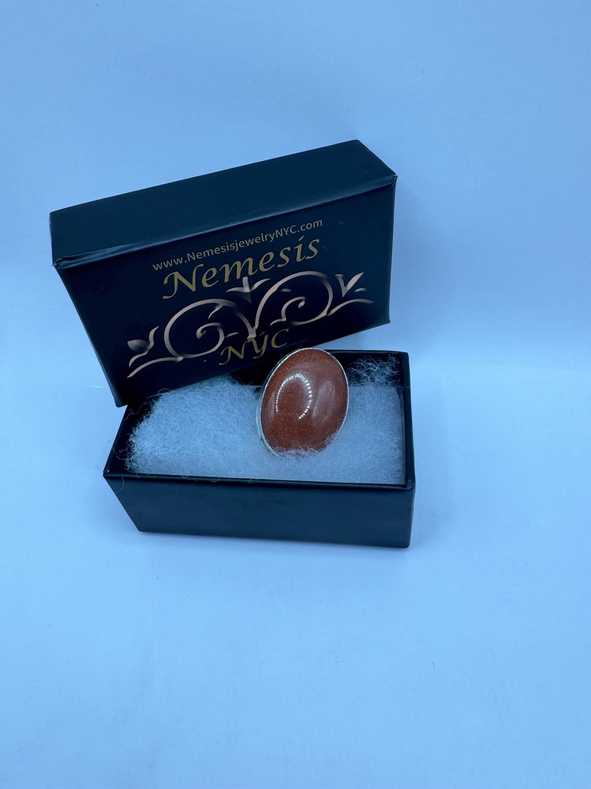 Vintage Handmade Boho Statement Gold Sandstone Silver Ring 9