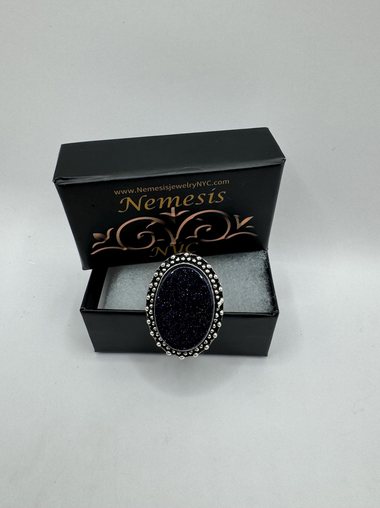 Vintage Handmade Boho Statement Black Sandstone Silver Ring 7