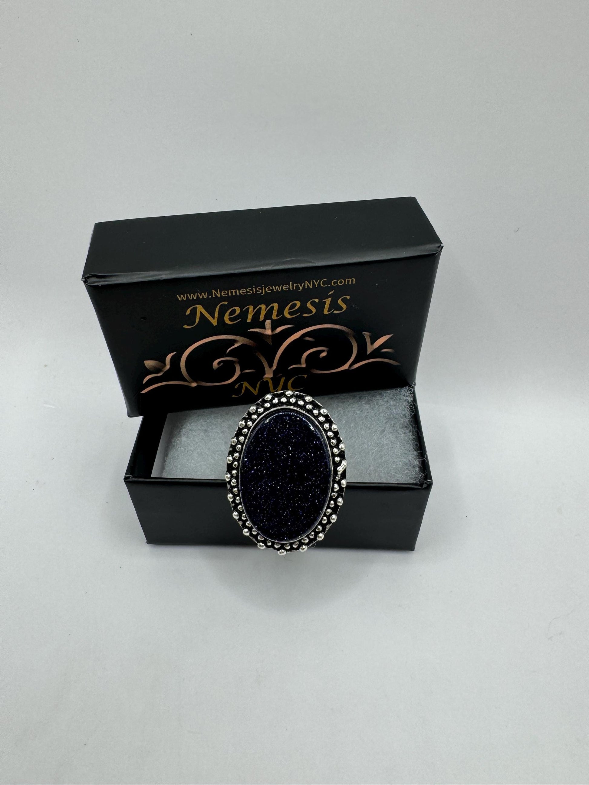 Vintage Handmade Boho Statement Black Sandstone Silver Ring 7