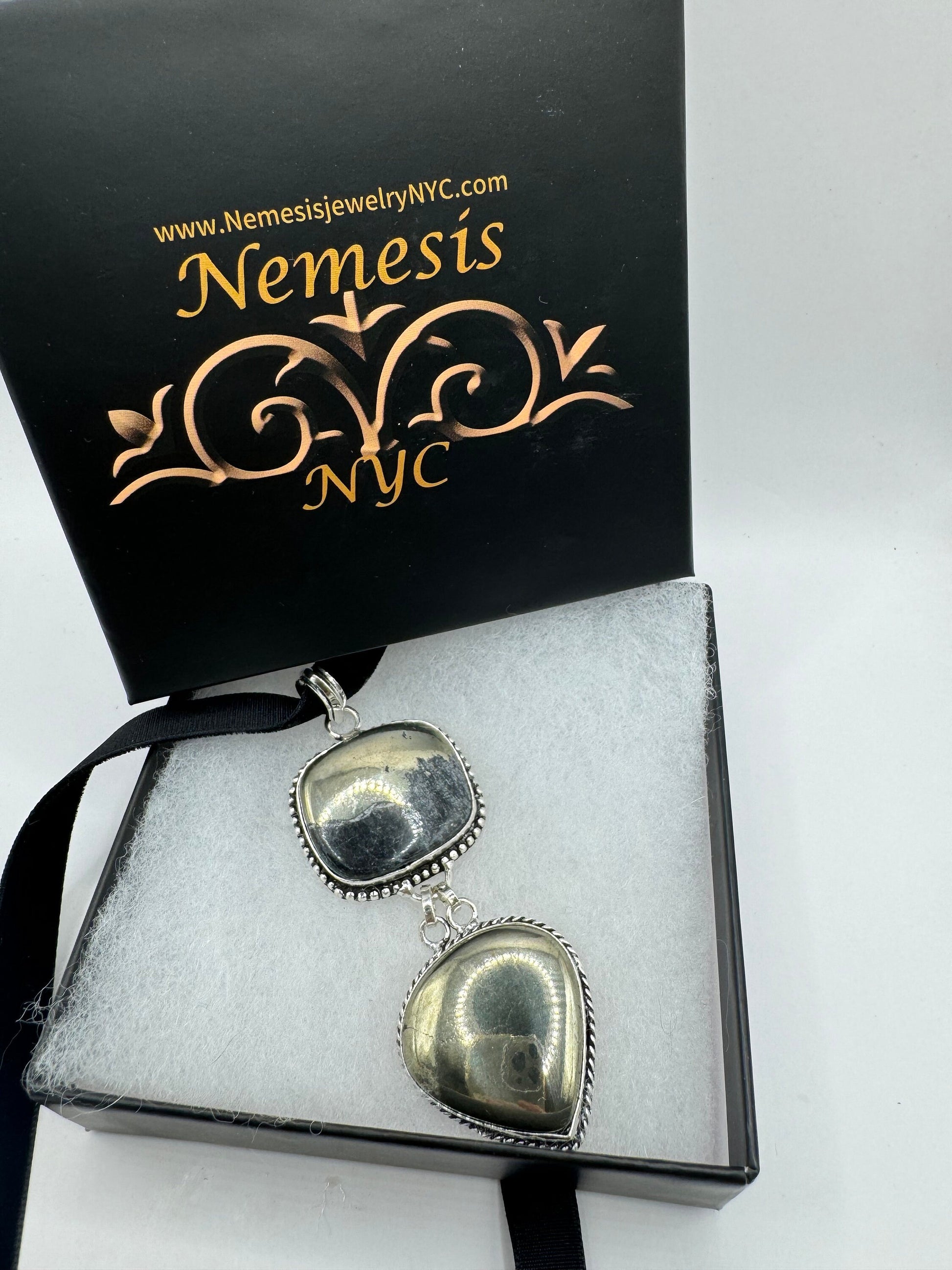 Vintage Silver Genuine Pyrite druzy Dangle Pendant Necklace