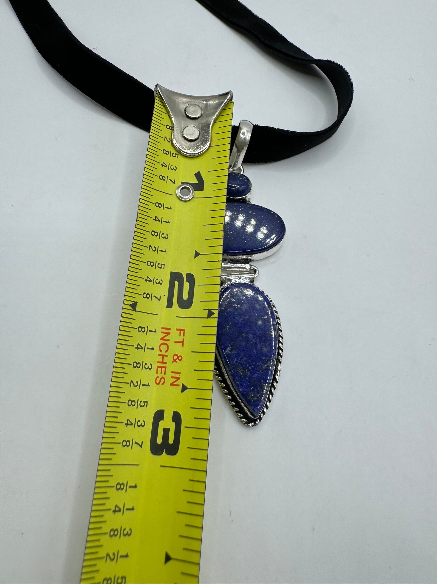 Vintage Tibetan Blue Lapis Lazuli Boho Choker Black Velevet Ribbon Necklace.