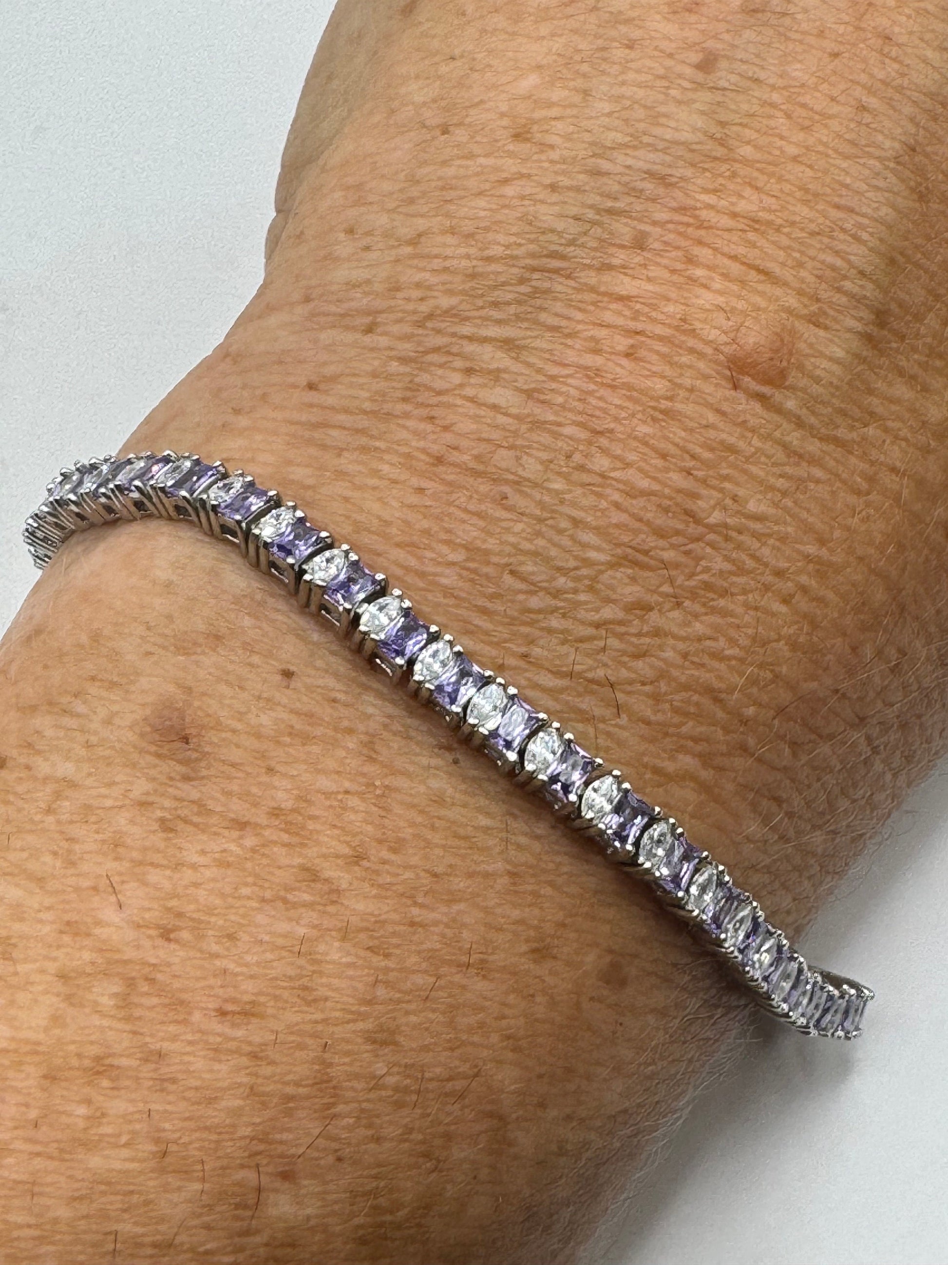 Vintage Purple Amethyst Tennis Bracelet in 925 Sterling Silver