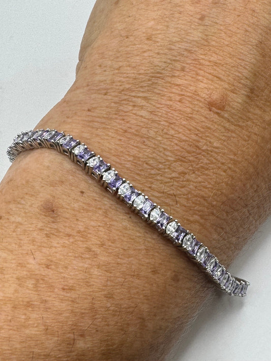 Vintage Purple Amethyst Tennis Bracelet in 925 Sterling Silver