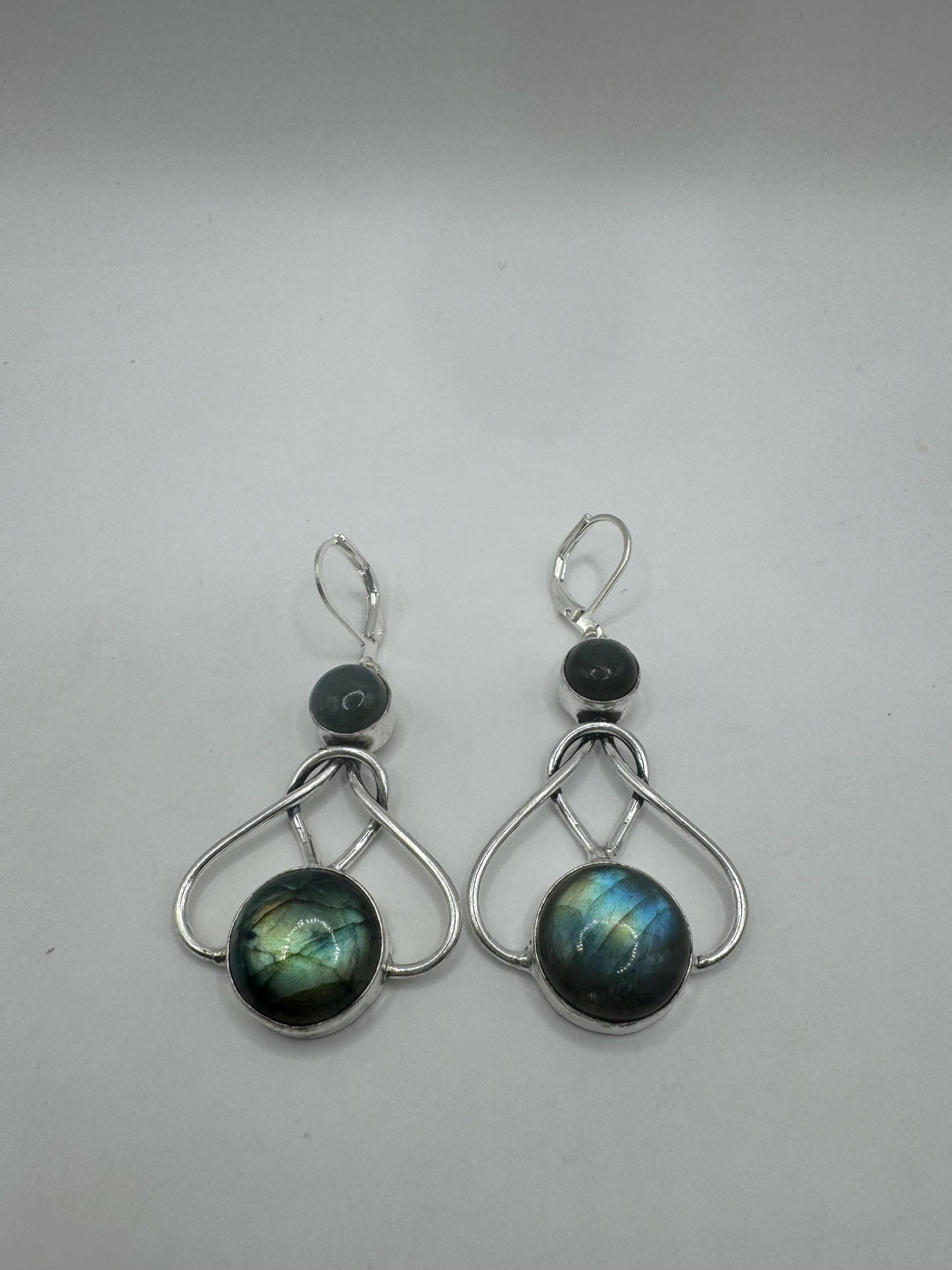 Vintage labradorite silver dangle earrings