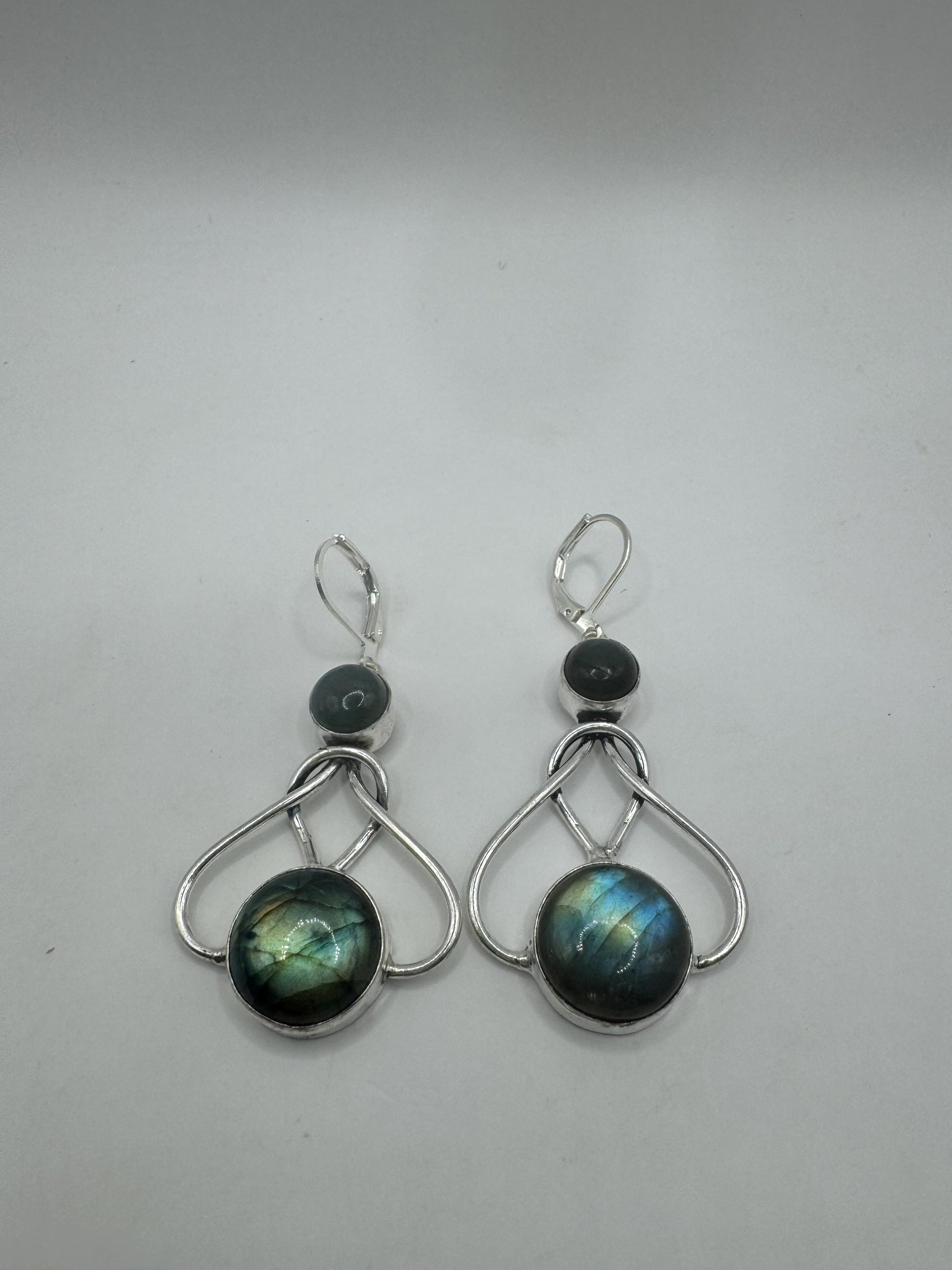 Vintage labradorite silver dangle earrings