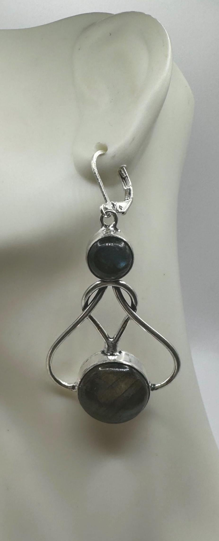 Vintage labradorite silver dangle earrings