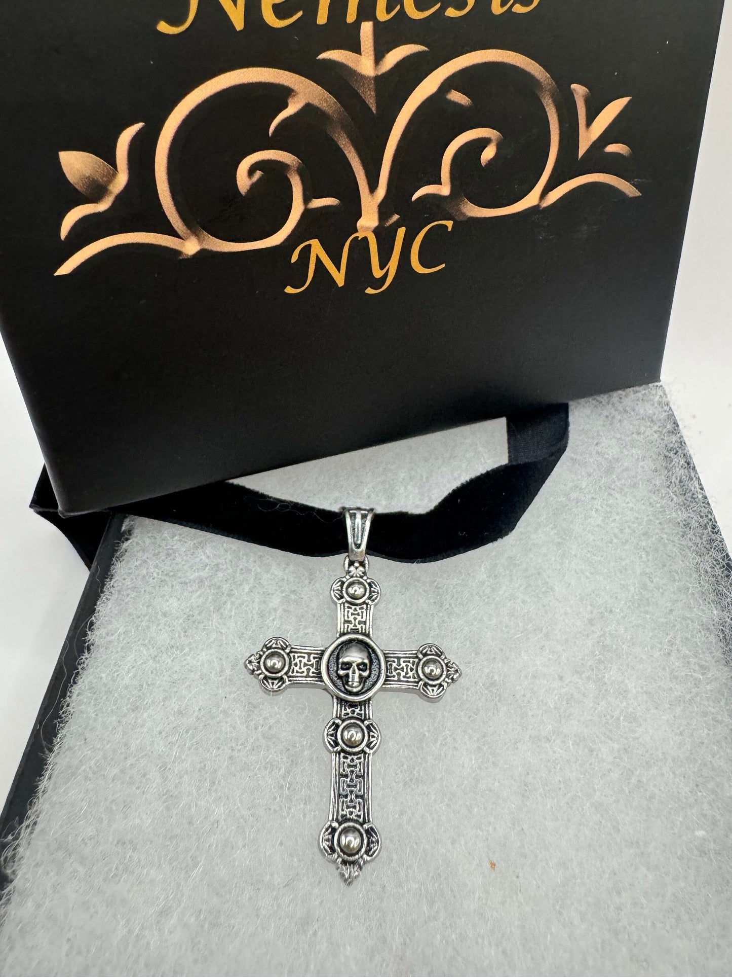 Vintage Celtic Golden Stainless Steel Cross Pendant Necklace